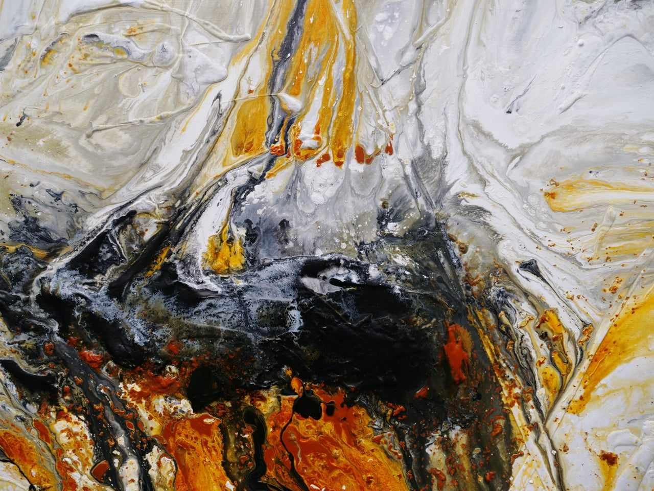 Sienna Depths 190cm x 100cm Sienna Black White Textured Abstract Painting (SOLD)
