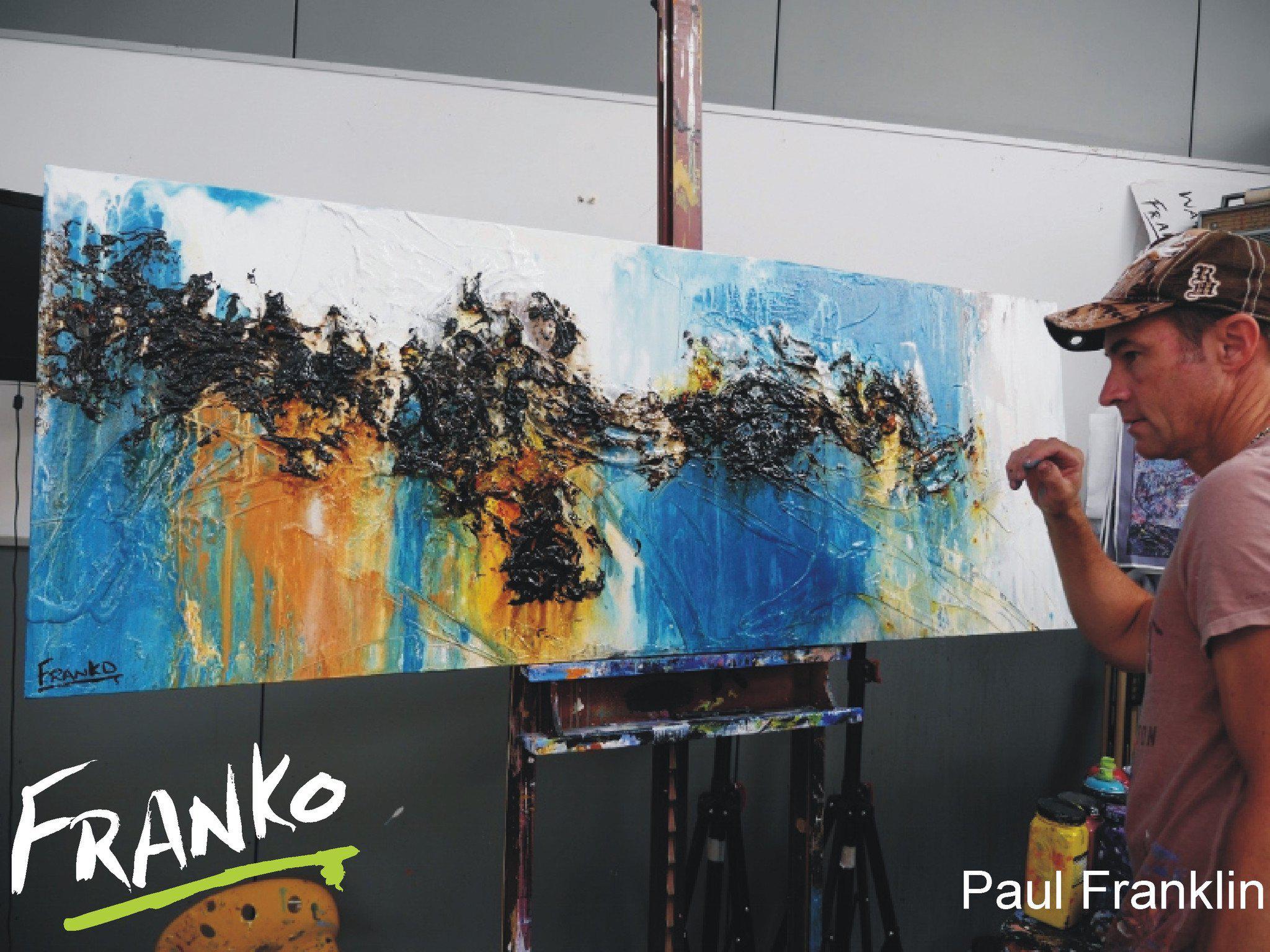 Sienna Drama 160cm x 60cm Blue and Sienna Abstract Painting (SOLD)-abstract-[Franko_Artist]-[The_Block]-[Dream_Homes]-[ideas]- [Grand_Designs]-Franklin Art Studio