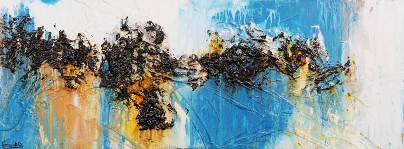 Sienna Drama 160cm x 60cm Blue and Sienna Abstract Painting (SOLD)-abstract-[Franko_Artist]-[Australian_artist]-[Gold_Coast]-[Brisbane]-[modern]-[contemporary]-[original]-[Large_artwork]-Franklin Art Studio