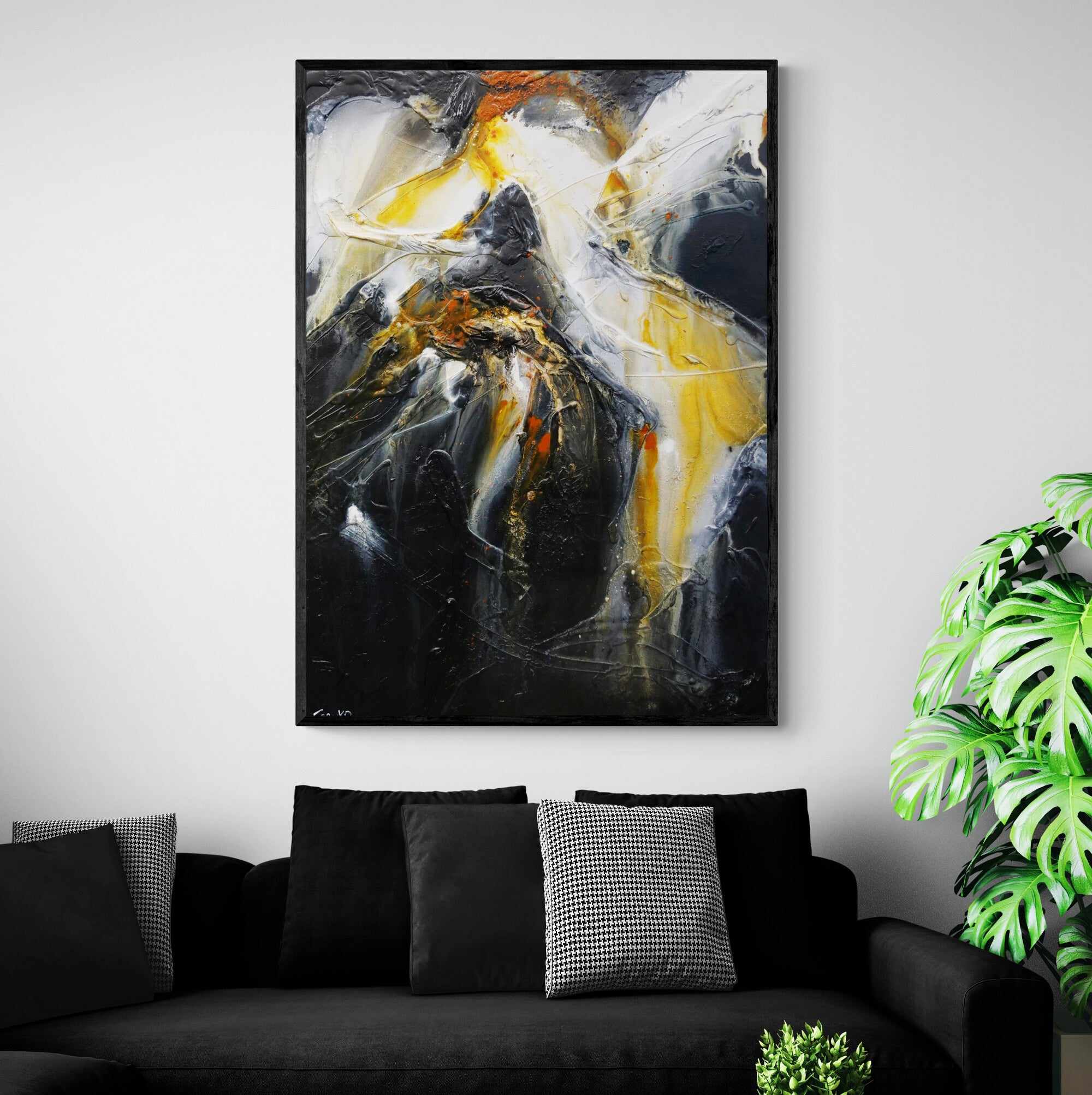 Sienna Echo 140cm x 100cm Sienna Black Textured Abstract Painting (SOLD)-Abstract-[Franko_Artist]-[The_Block]-[Dream_Homes]-[ideas]-[Grand_Designs]-[Art_Lover]-Franklin Art Studio