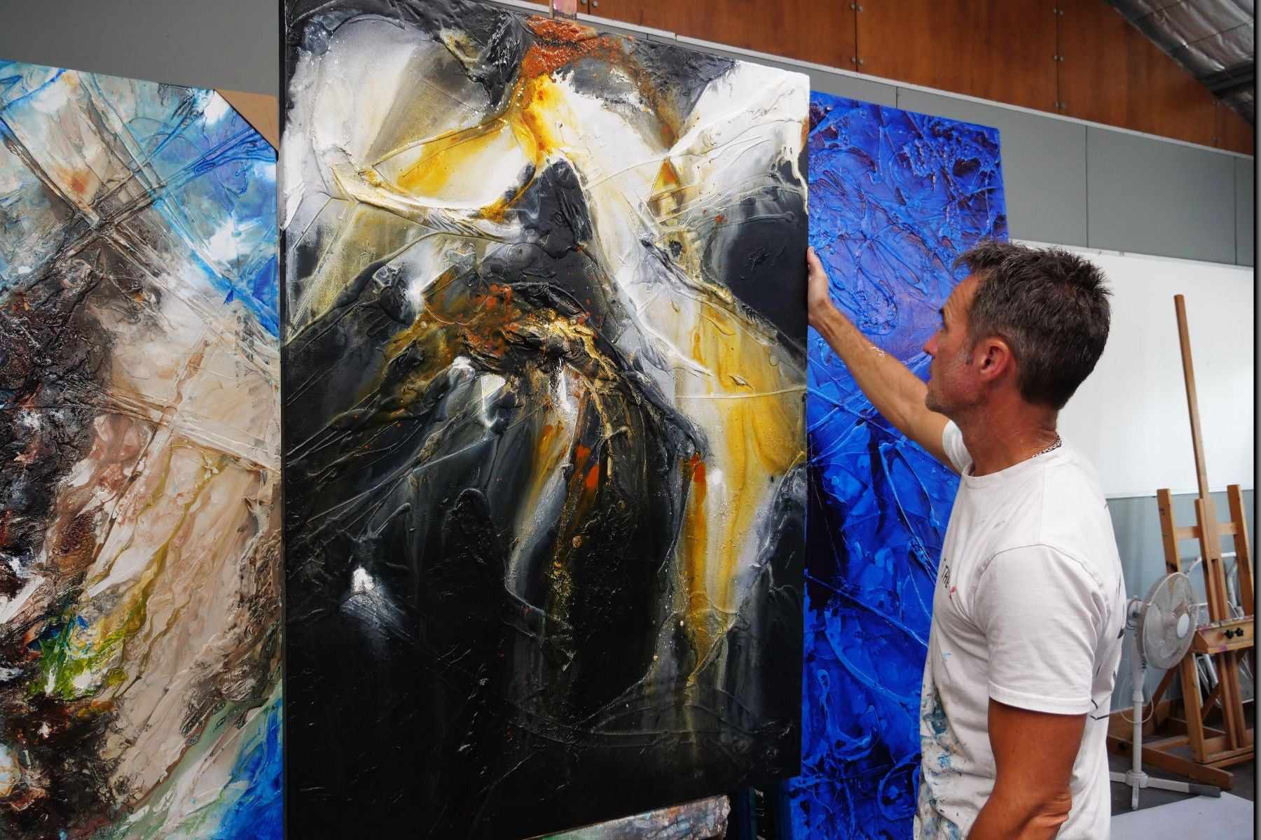 Sienna Echo 140cm x 100cm Sienna Black Textured Abstract Painting (SOLD)-Abstract-[Franko_Artist]-[The_Block]-[Dream_Homes]-[ideas]- [Grand_Designs]-Franklin Art Studio