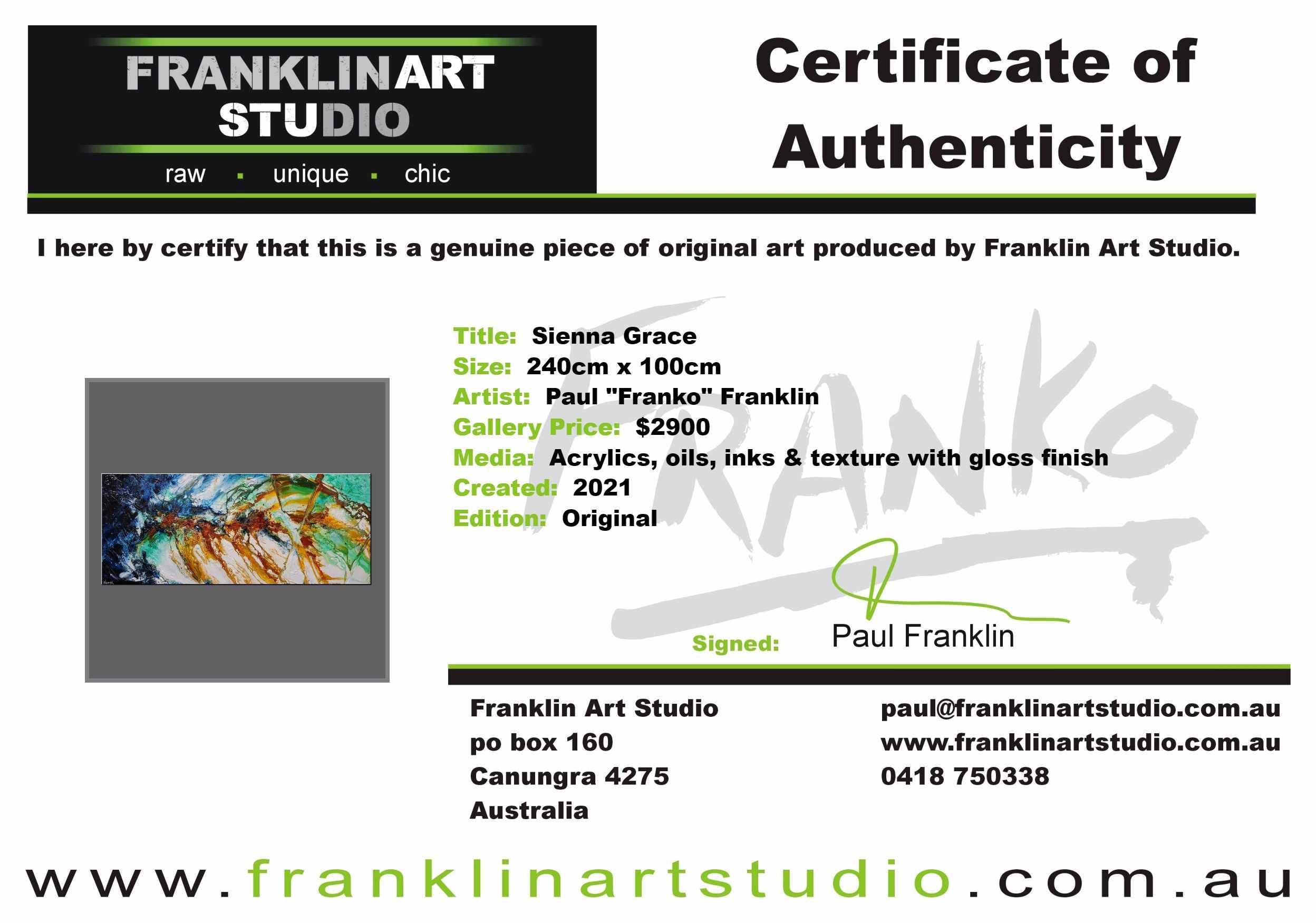Sienna Grace 240cm x 100cm Blue Green Sienna Textured Abstract Painting (SOLD)-Abstract-[Franko_Artist]-[The_Block]-[Dream_Homes]-[ideas]-[Grand_Designs]-[Art_Lover]-Franklin Art Studio
