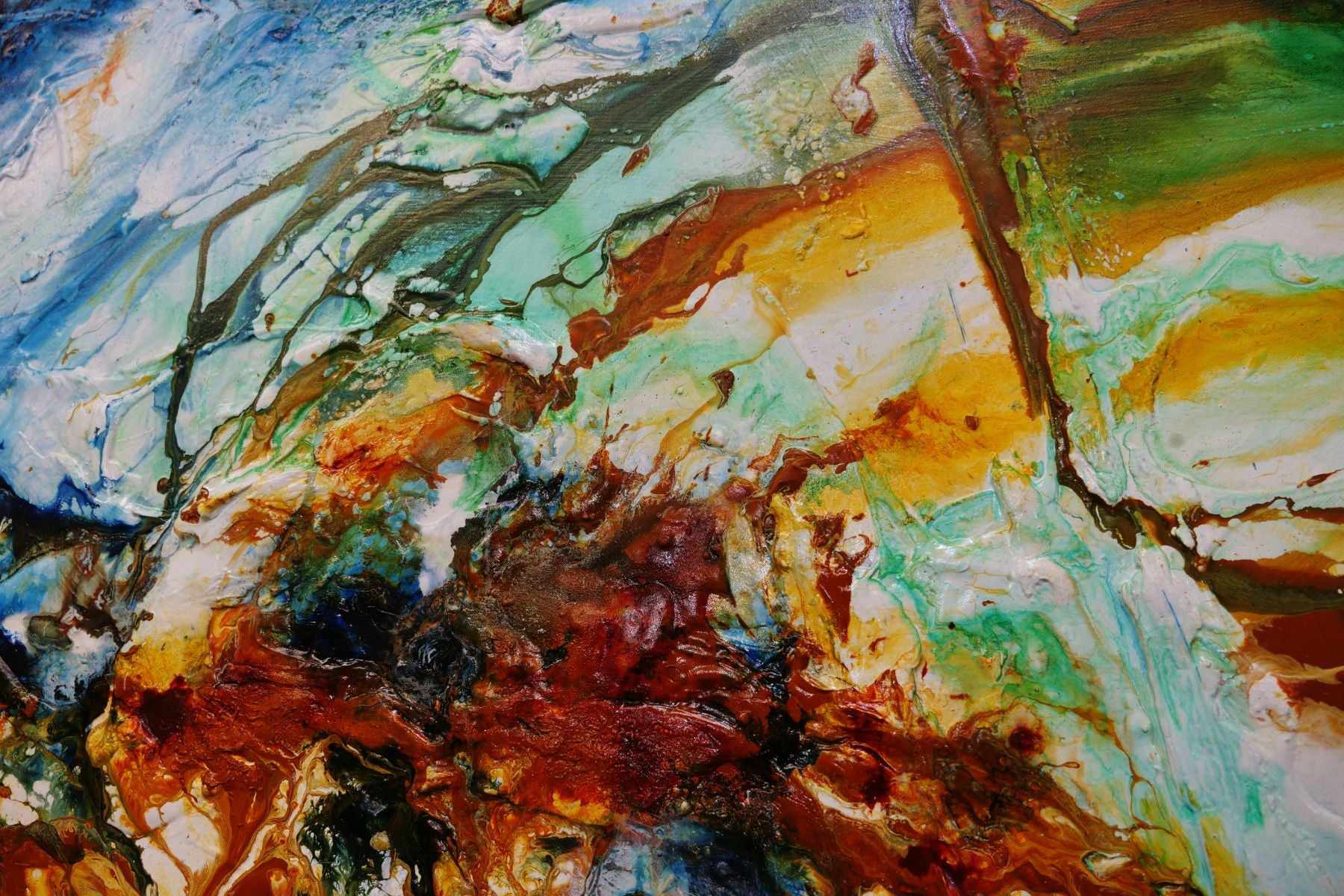 Sienna Grace 240cm x 100cm Blue Green Sienna Textured Abstract Painting (SOLD)