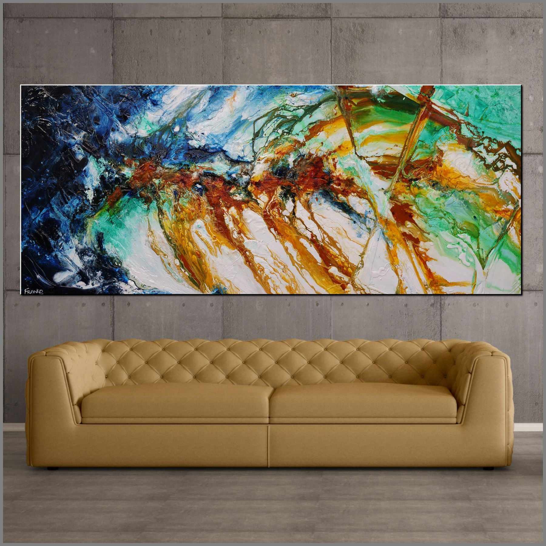 Sienna Grace 240cm x 100cm Blue Green Sienna Textured Abstract Painting (SOLD)-Abstract-[Franko_Artist]-[Australian_artist]-[Gold_Coast]-[Brisbane]-[modern]-[contemporary]-[original]-[Large_artwork]-[The_Block]-[Dream_Homes]-[ideas]-[Grand_Designs]-[Art_Lover]-Franklin Art Studio