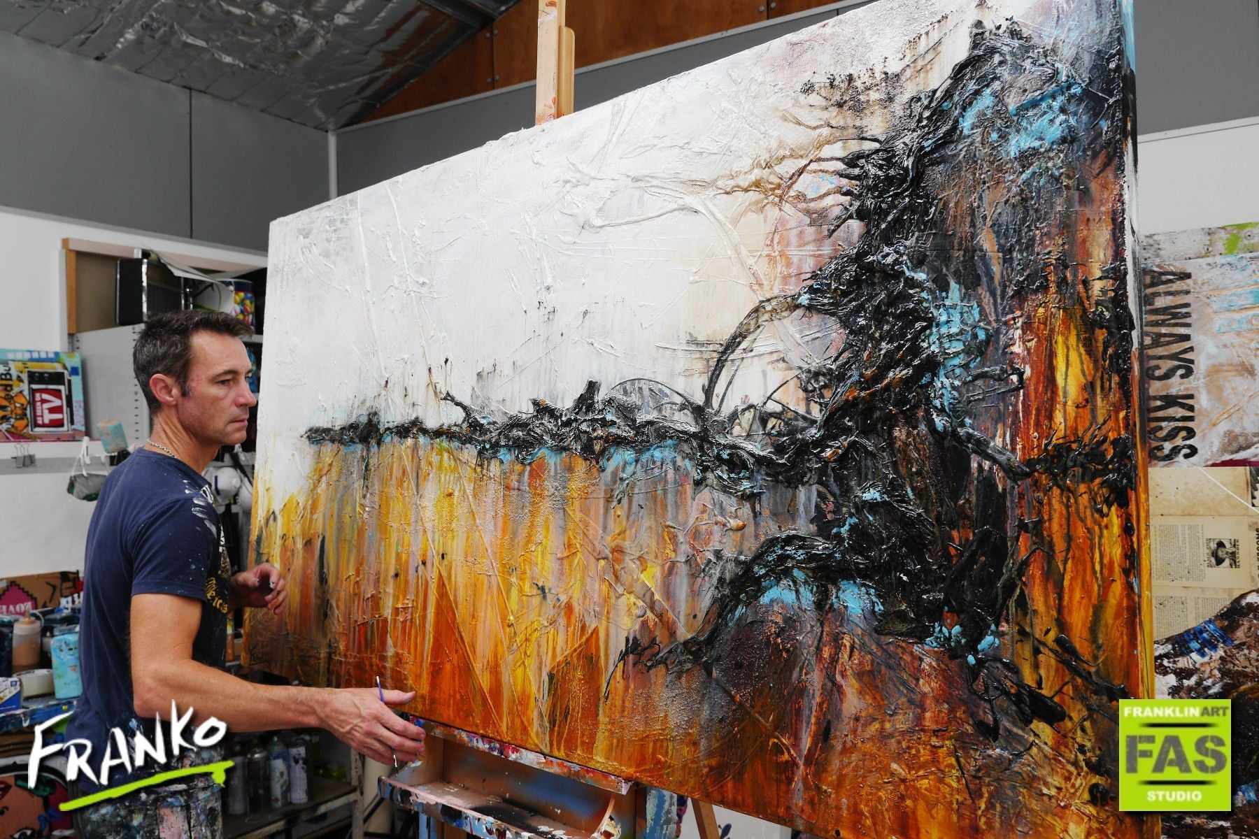 Sienna Jazz 190cm x 100cm White Sienna Abstract Painting (SOLD)-Abstract-[Franko_Artist]-[The_Block]-[Dream_Homes]-[ideas]- [Grand_Designs]-Franklin Art Studio