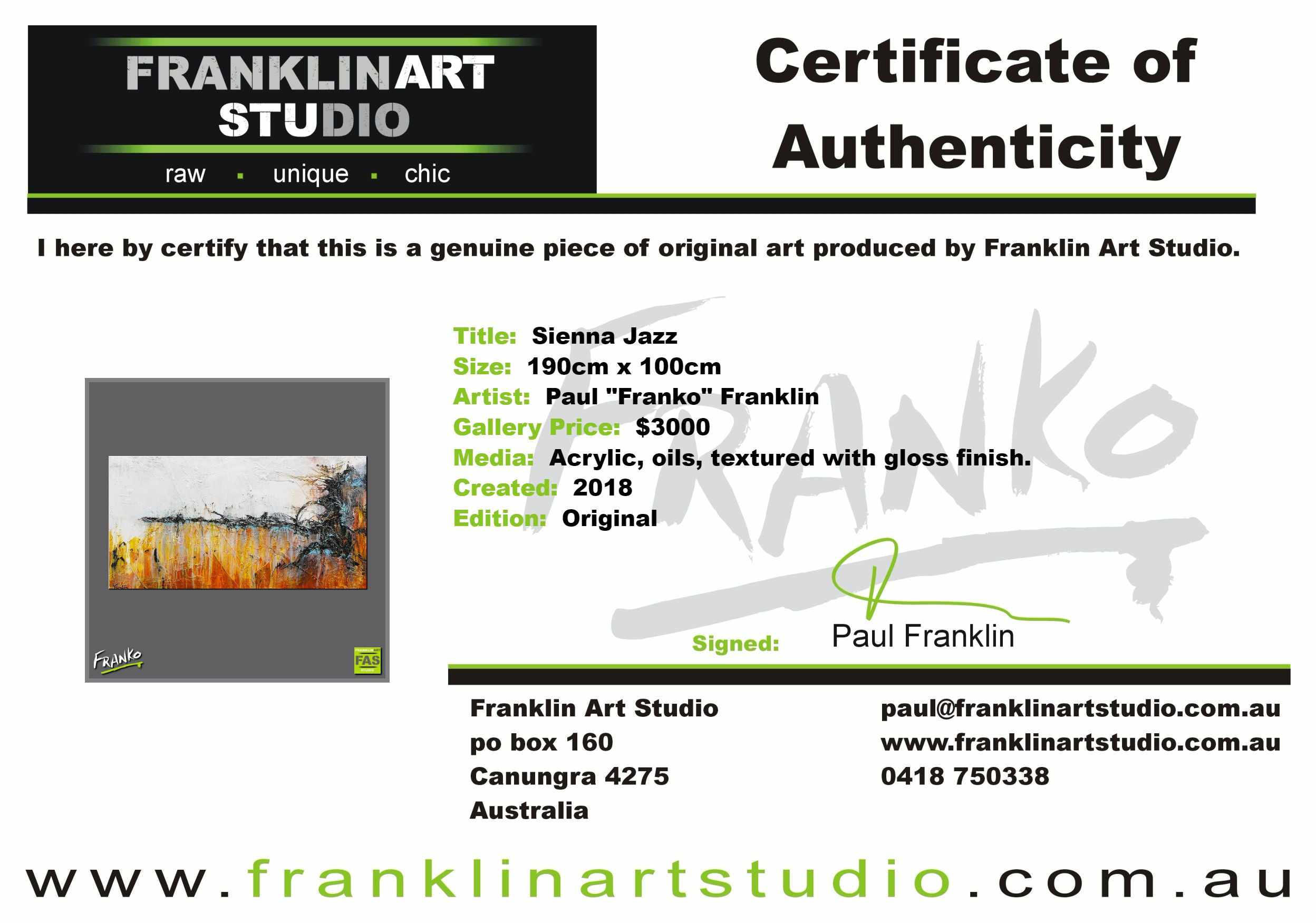 Sienna Jazz 190cm x 100cm White Sienna Abstract Painting (SOLD)-Abstract-[Franko_Artist]-[The_Block]-[Dream_Homes]-[ideas]-[Grand_Designs]-[Art_Lover]-Franklin Art Studio