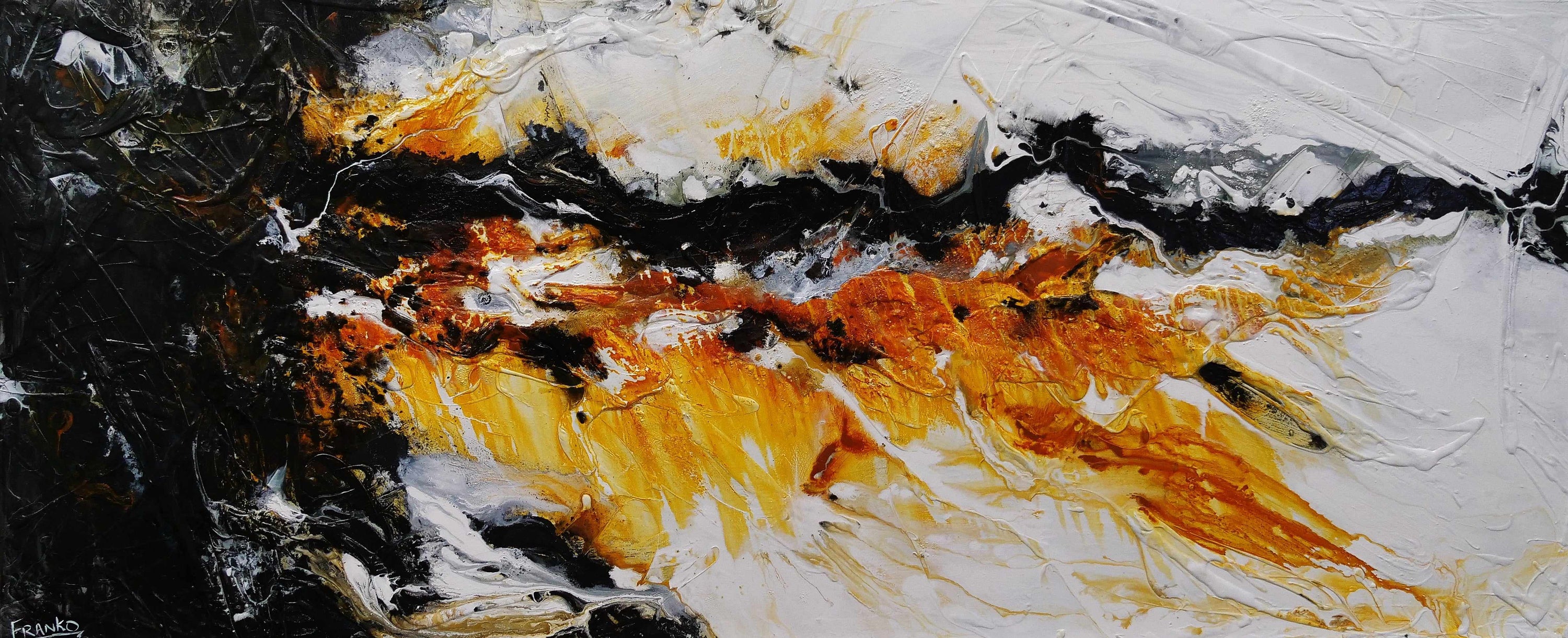 Sienna Power 240cm x 100cm Sienna Black White Textured Abstract Painting (SOLD)-Abstract-[Franko_Artist]-[Australian_artist]-[Gold_Coast]-[Brisbane]-[modern]-[contemporary]-[original]-[Large_artwork]-Franklin Art Studio
