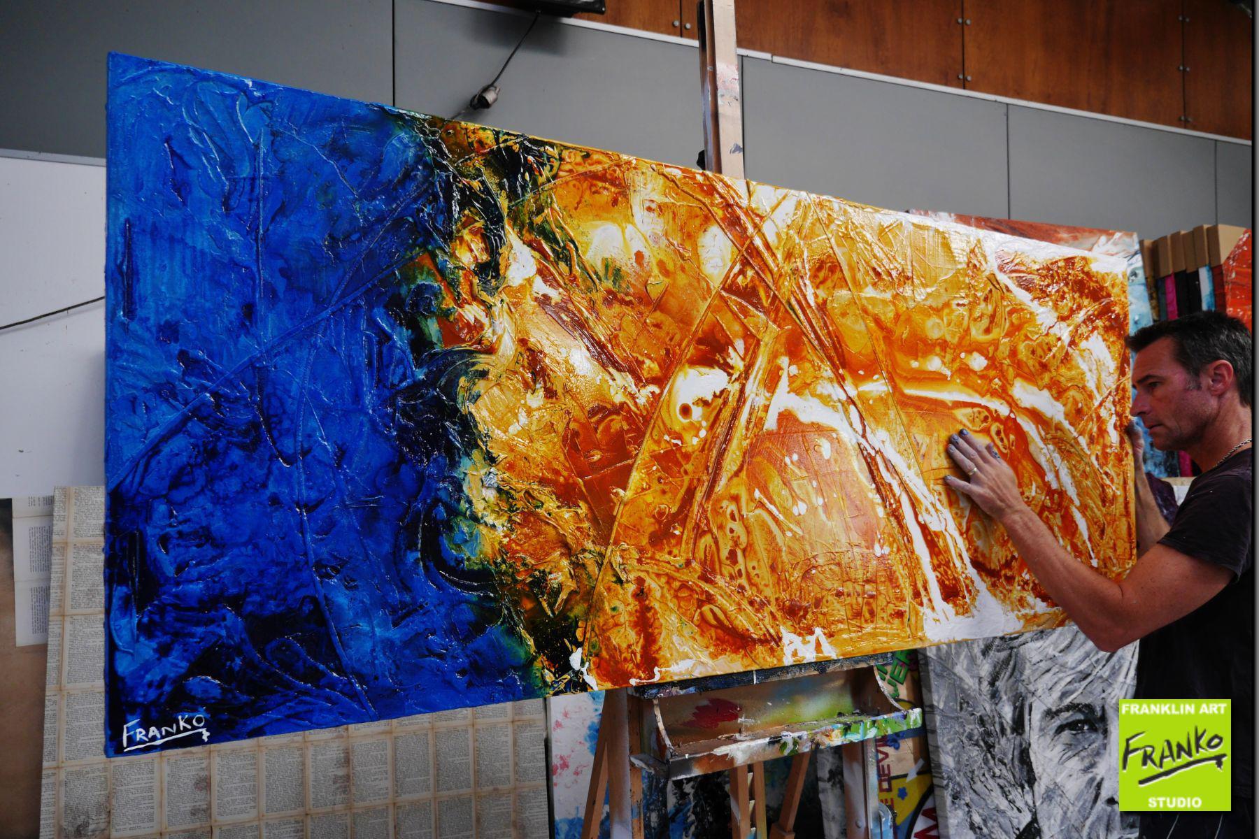 Sienna Rapture 200cm x 80cm Sienna Blue Textured Abstract Painting (SOLD)-Abstract-[Franko]-[Australian]-[Popular]-[Best Selling]-Franklin Art Studio