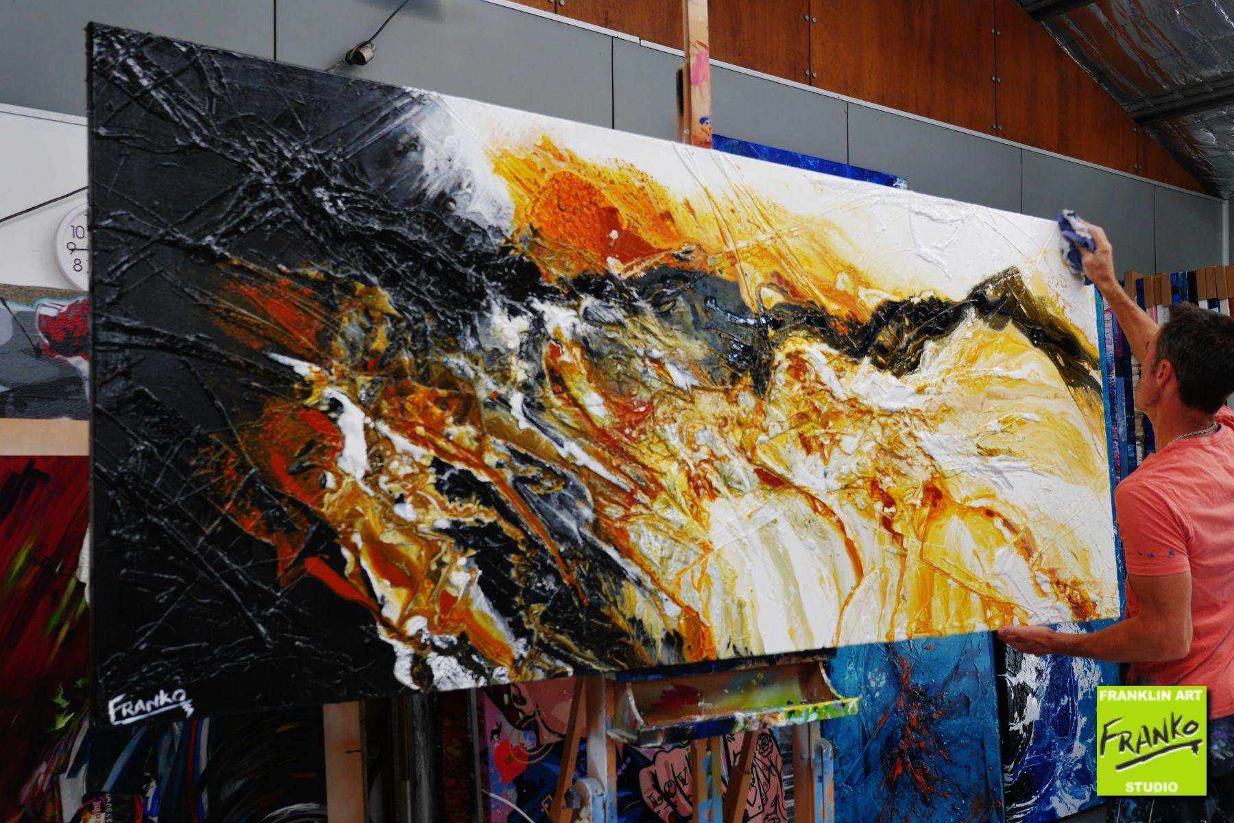 Sienna Storm 240cm x 100cm Sienna Black Textured Abstract Painting (SOLD)-Abstract-[Franko_Artist]-[The_Block]-[Dream_Homes]-[ideas]- [Grand_Designs]-Franklin Art Studio