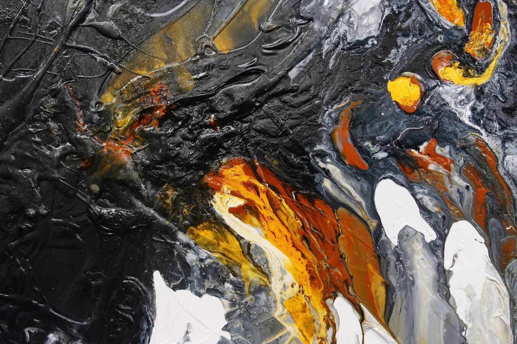 Sienna and Pepper 240cm x 100cm Sienna Black White Textured Abstract Painting (SOLD)