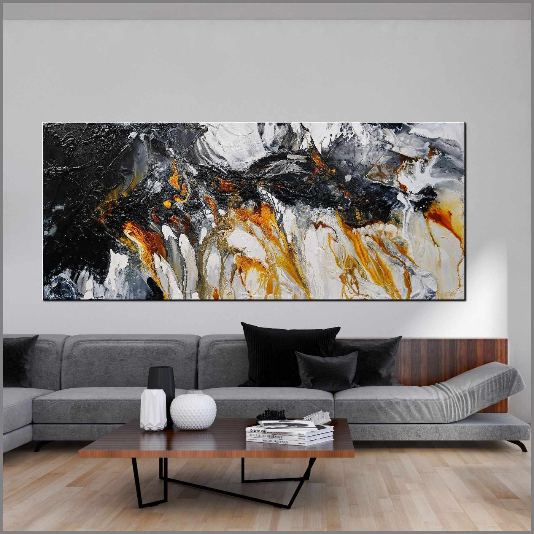 Sienna and Pepper 240cm x 100cm Sienna Black White Textured Abstract Painting (SOLD)-Abstract-[Franko_Artist]-[Australian_artist]-[Gold_Coast]-[Brisbane]-[modern]-[contemporary]-[original]-[Large_artwork]-[The_Block]-[Dream_Homes]-[ideas]-[Grand_Designs]-[Art_Lover]-Franklin Art Studio