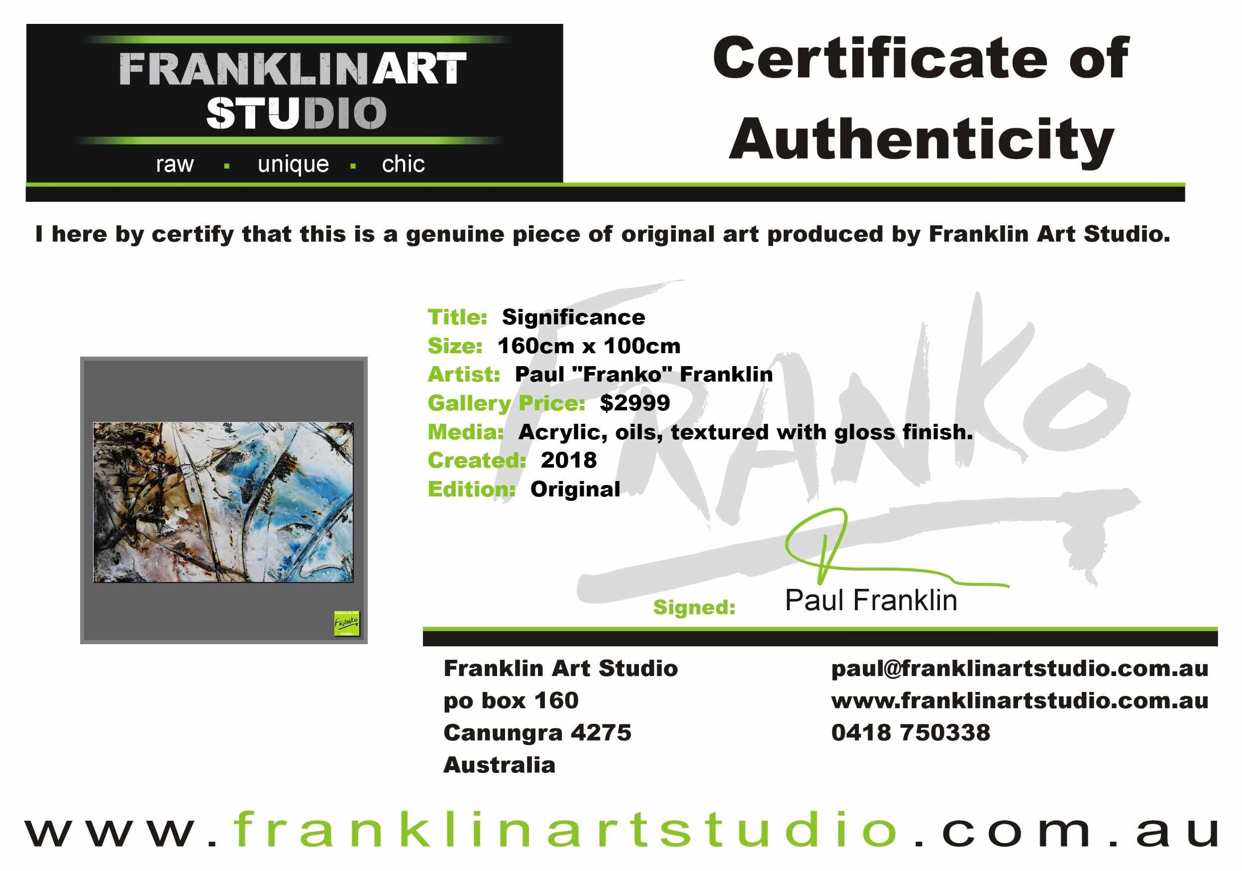 Significance 160cm x 100cm Brown White Blue Textured Abstract Painting (SOLD)-Abstract-[Franko_Artist]-[The_Block]-[Dream_Homes]-[ideas]-[Grand_Designs]-[Art_Lover]-Franklin Art Studio
