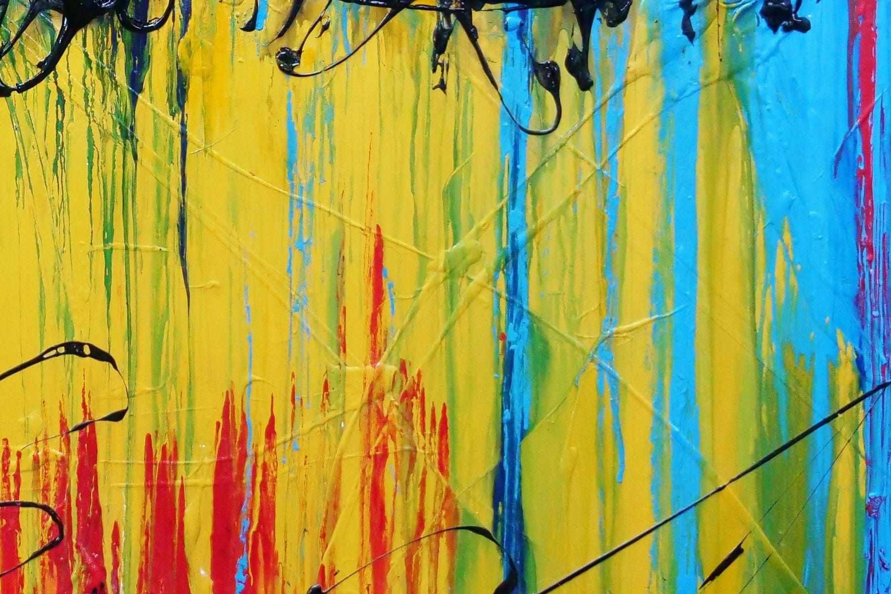 Significance 200cm x 120cm Yellow Blue Textured Abstract Painting (SOLD)