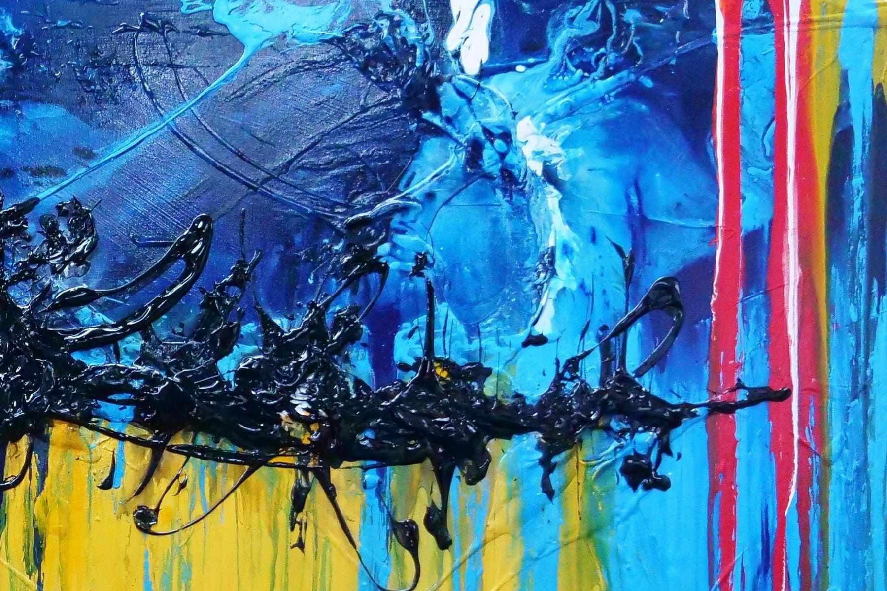 Significance 200cm x 120cm Yellow Blue Textured Abstract Painting (SOLD)