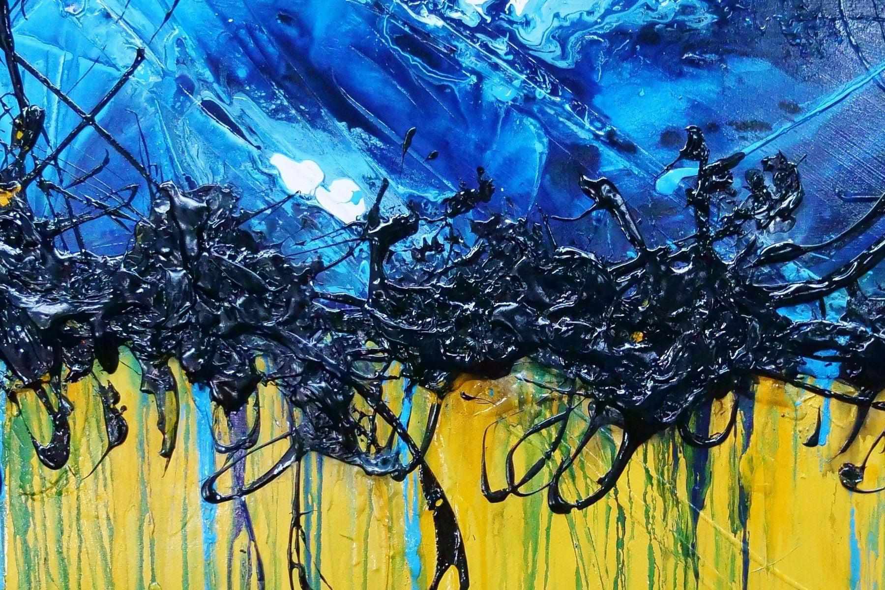 Significance 200cm x 120cm Yellow Blue Textured Abstract Painting (SOLD)