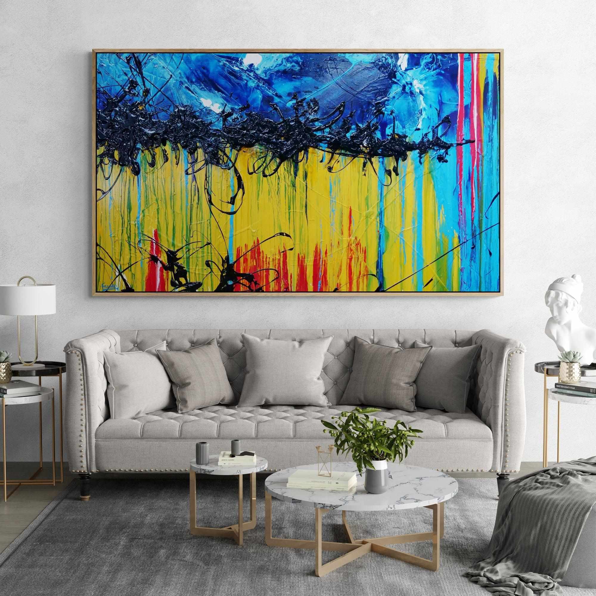 Significance 200cm x 120cm Yellow Blue Textured Abstract Painting (SOLD)-Abstract-[Franko_Artist]-[Australian_artist]-[Gold_Coast]-[Brisbane]-[modern]-[contemporary]-[original]-[Large_artwork]-[The_Block]-[Dream_Homes]-[ideas]-[Grand_Designs]-[Art_Lover]-Franklin Art Studio