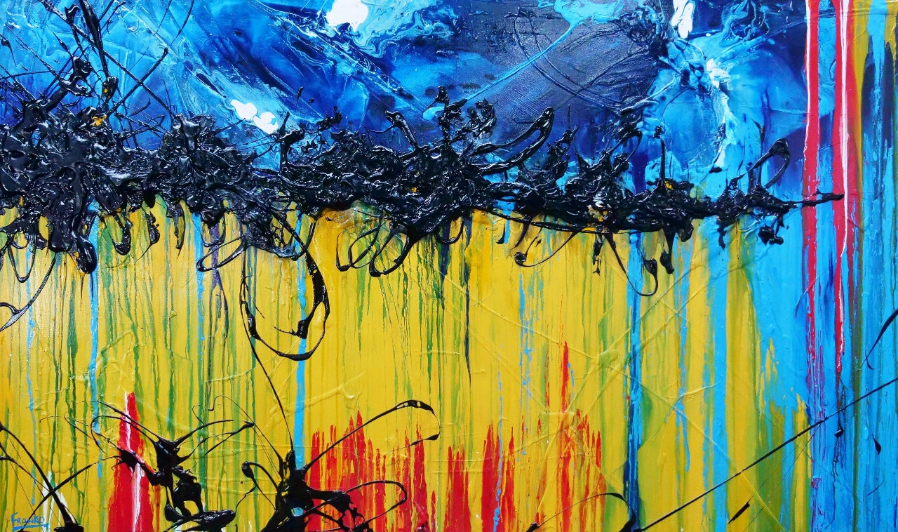 Significance 200cm x 120cm Yellow Blue Textured Abstract Painting (SOLD)-Abstract-[Franko_Artist]-[Australian_artist]-[Gold_Coast]-[Brisbane]-[modern]-[contemporary]-[original]-[Large_artwork]-Franklin Art Studio