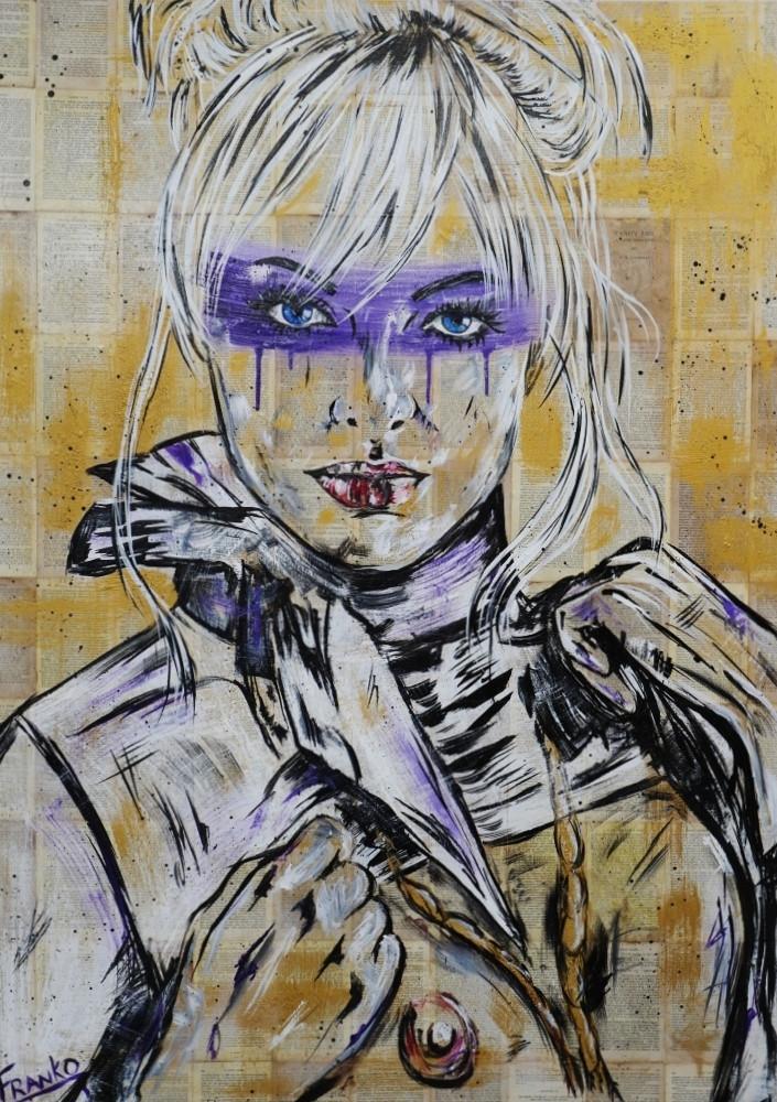 Silk 140cm x 100cm Book Club Series Purple (SOLD)-abstract-[Franko_Artist]-[Australian_artist]-[Gold_Coast]-[Brisbane]-[modern]-[contemporary]-[original]-[Large_artwork]-Franklin Art Studio