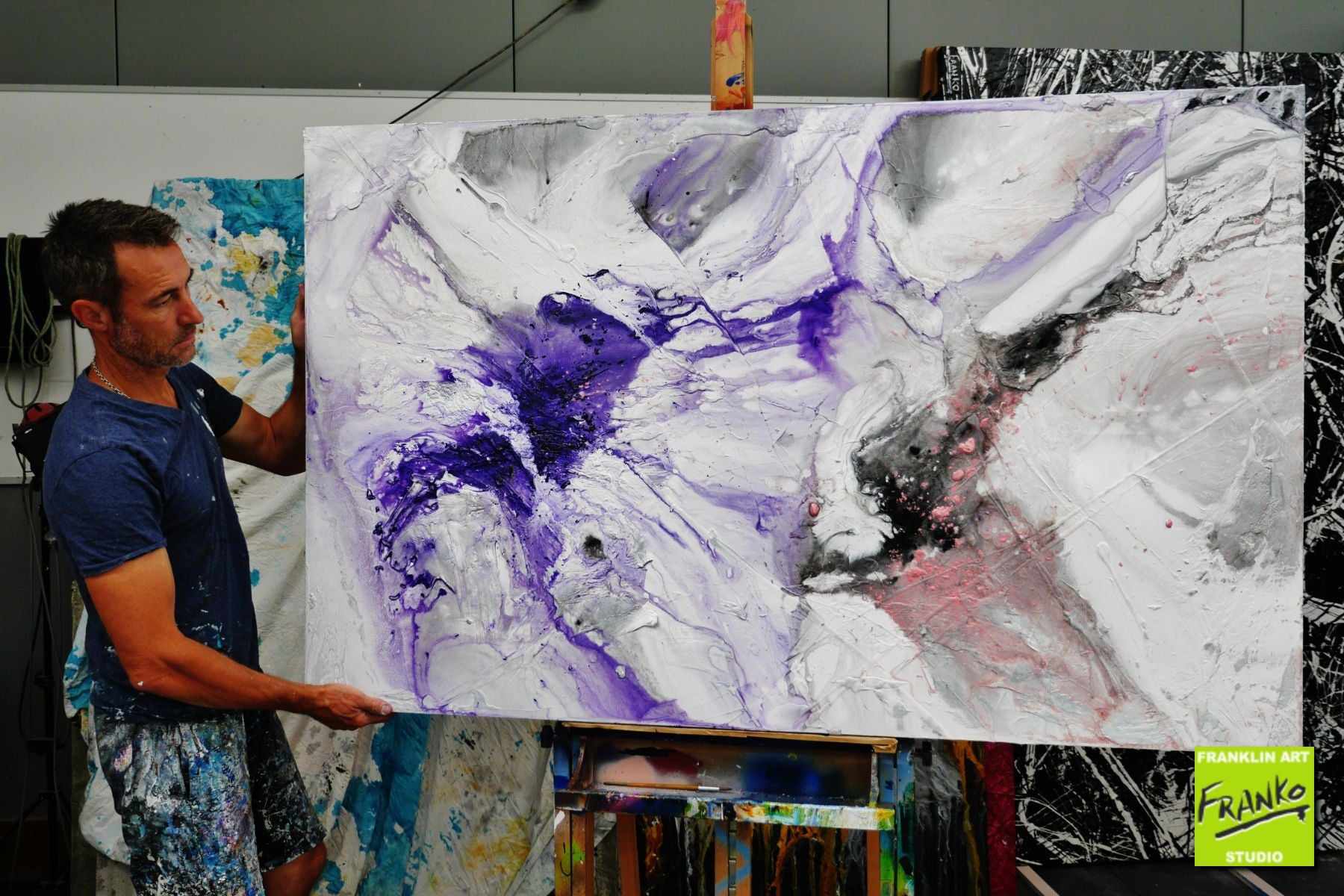 Silk Like Violet 160cm x 100cm Grey White Purple Textured Abstract Painting (SOLD)-Abstract-[Franko_Artist]-[The_Block]-[Dream_Homes]-[ideas]- [Grand_Designs]-Franklin Art Studio
