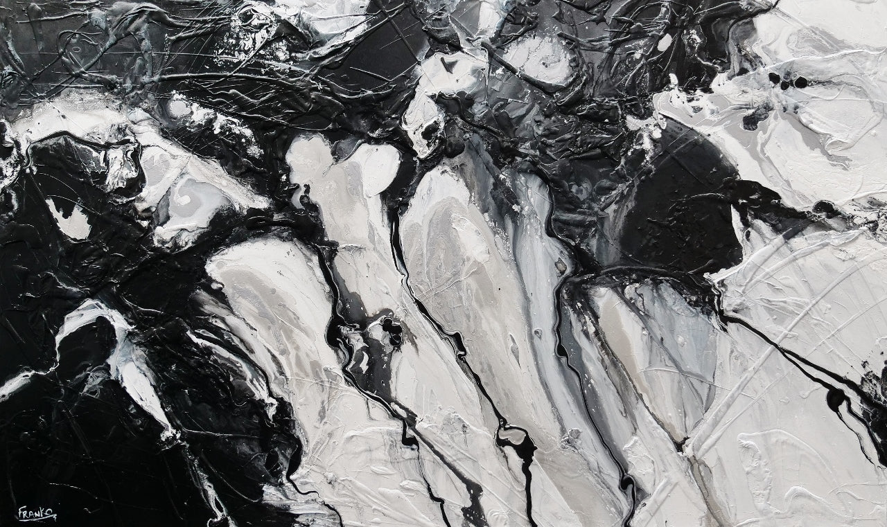 Silver Pearl 200cm x 120cm Silver Black Textured Abstract Painting (SOLD)-Abstract-[Franko_Artist]-[Australian_artist]-[Gold_Coast]-[Brisbane]-[modern]-[contemporary]-[original]-[Large_artwork]-Franklin Art Studio