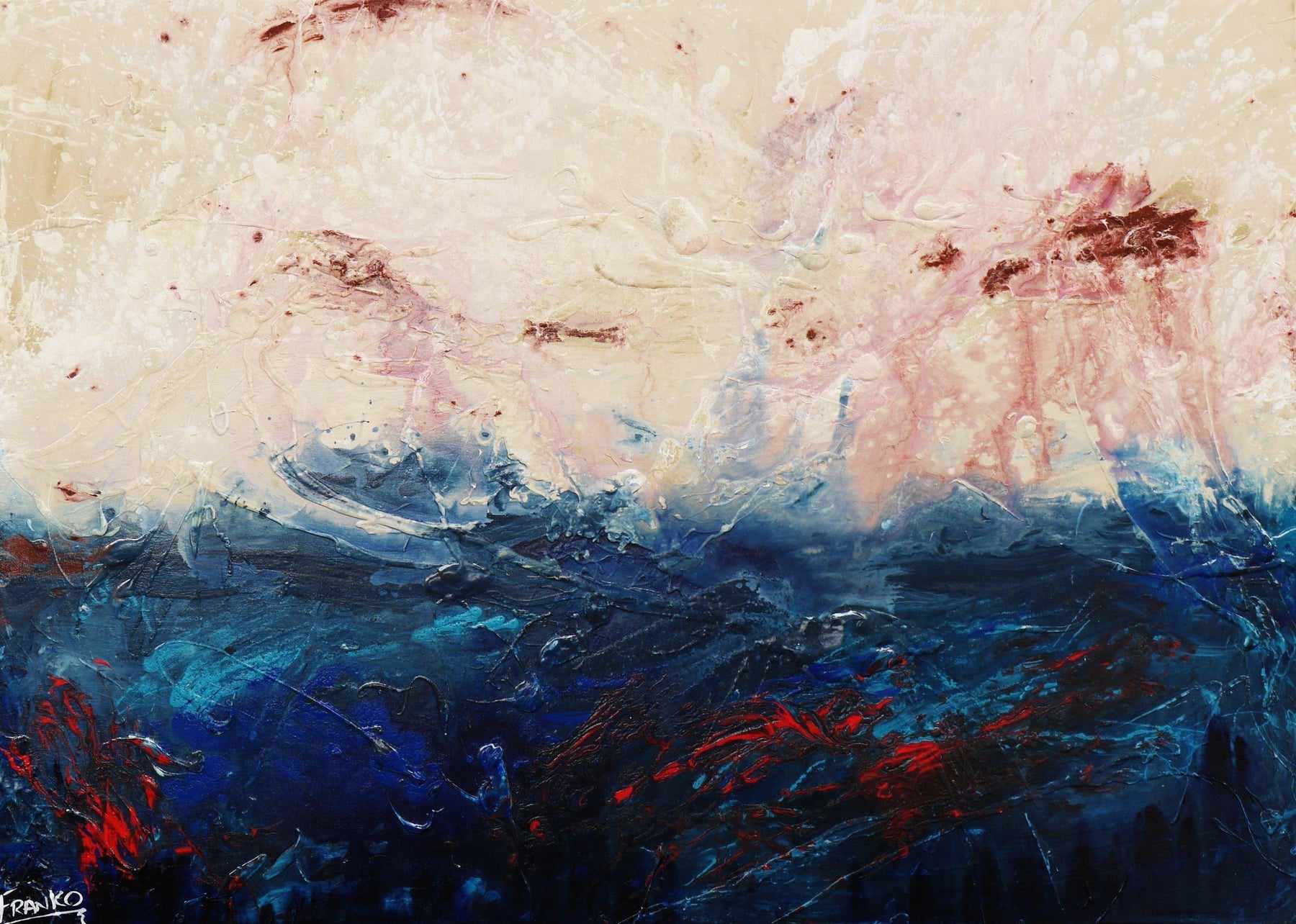 Simpatico 140cm x 100cm Blue Creme Abstract Painting (SOLD)-Abstract-[Franko_Artist]-[Australian_artist]-[Gold_Coast]-[Brisbane]-[modern]-[contemporary]-[original]-[Large_artwork]-Franklin Art Studio