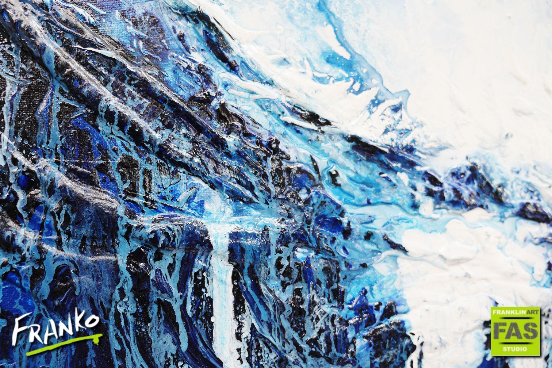 Simply Blue 75cm x 100cm Blue White Abstract Painting (SOLD)