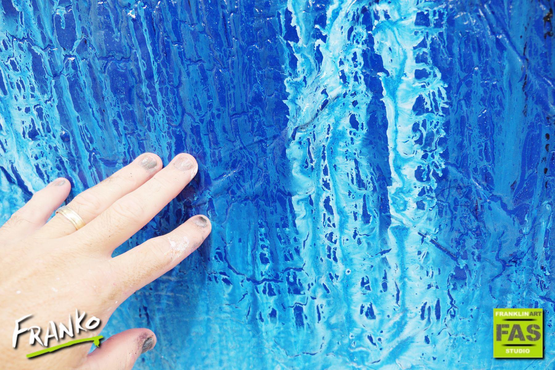 Simply Blue 75cm x 100cm Blue White Abstract Painting (SOLD)