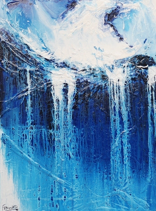 Simply Blue 75cm x 100cm Blue White Abstract Painting (SOLD)-Abstract-[Franko_Artist]-[Australian_artist]-[Gold_Coast]-[Brisbane]-[modern]-[contemporary]-[original]-[Large_artwork]-Franklin Art Studio