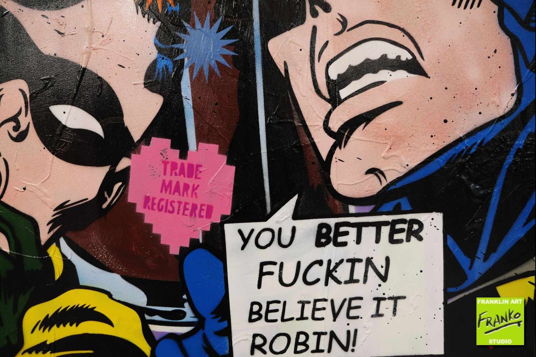 Simply Glamour 200cm x 80cm Batman Robin CocaCola Nude Textured Urban Pop Art Painting (SOLD)-urban pop-[Franko]-[Artist]-[Australia]-[Painting]-Franklin Art Studio