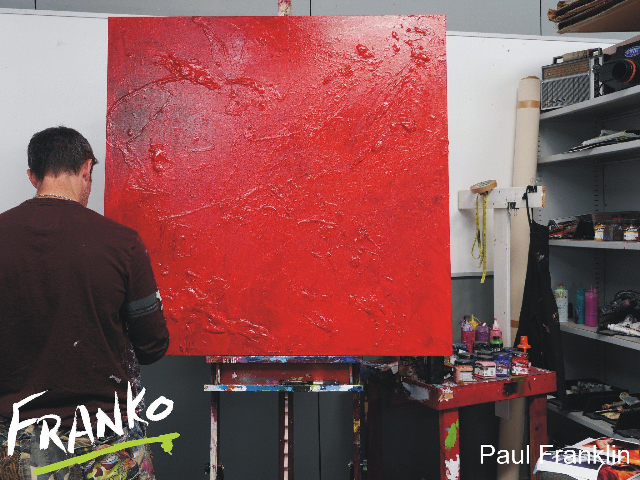 Simply Red 120cm x 120cm Abstract Painting Red (SOLD)-abstract-[Franko_Artist]-[The_Block]-[Dream_Homes]-[ideas]- [Grand_Designs]-Franklin Art Studio