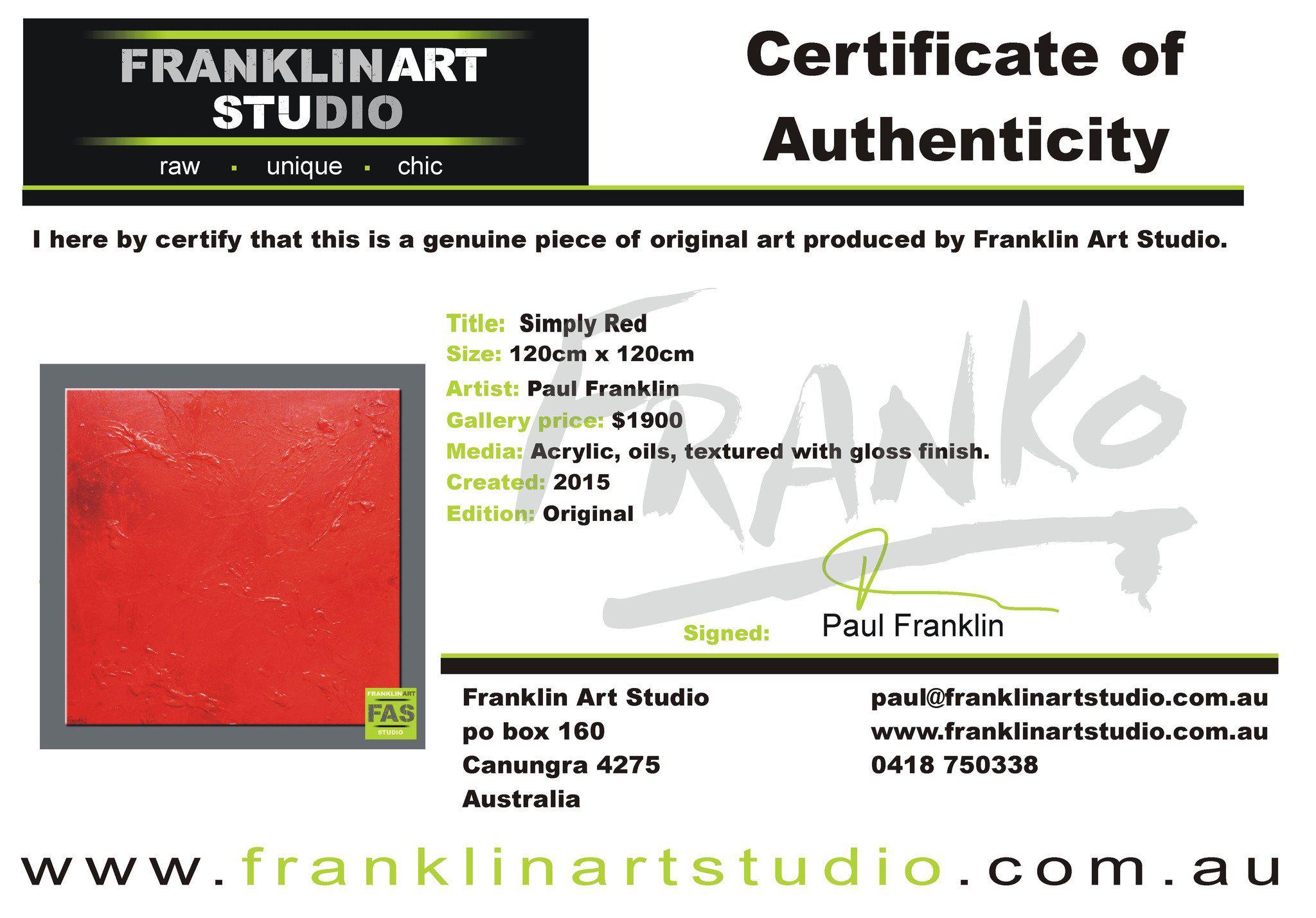Simply Red 120cm x 120cm Abstract Painting Red (SOLD)-abstract-[Franko_Artist]-[The_Block]-[Dream_Homes]-[ideas]-[Grand_Designs]-[Art_Lover]-Franklin Art Studio