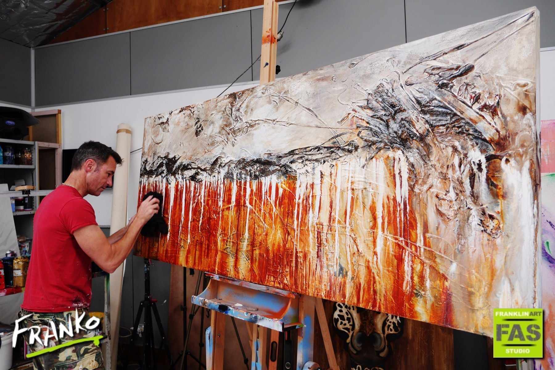 Simply Rusted 200cm x 80cm Rust White Abstract Painting (SOLD)-abstract-[Franko_Artist]-[The_Block]-[Dream_Homes]-[ideas]- [Grand_Designs]-Franklin Art Studio