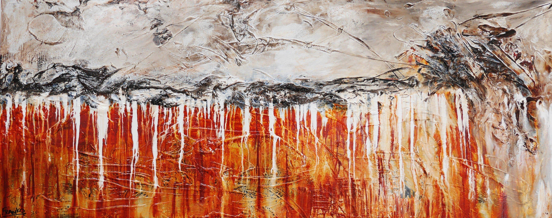 Simply Rusted 200cm x 80cm Rust White Abstract Painting (SOLD)-abstract-[Franko_Artist]-[Australian_artist]-[Gold_Coast]-[Brisbane]-[modern]-[contemporary]-[original]-[Large_artwork]-Franklin Art Studio