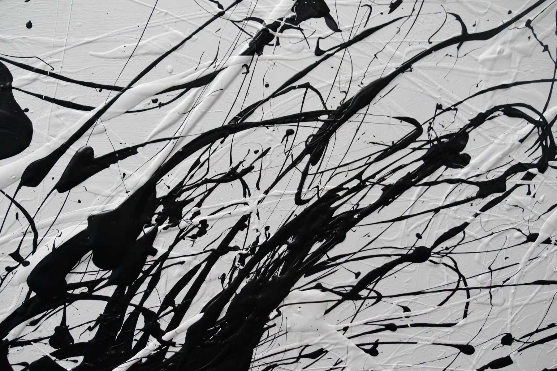 Skittled 250cm x 150cm Black White Textured Abstract Painting (SOLD)