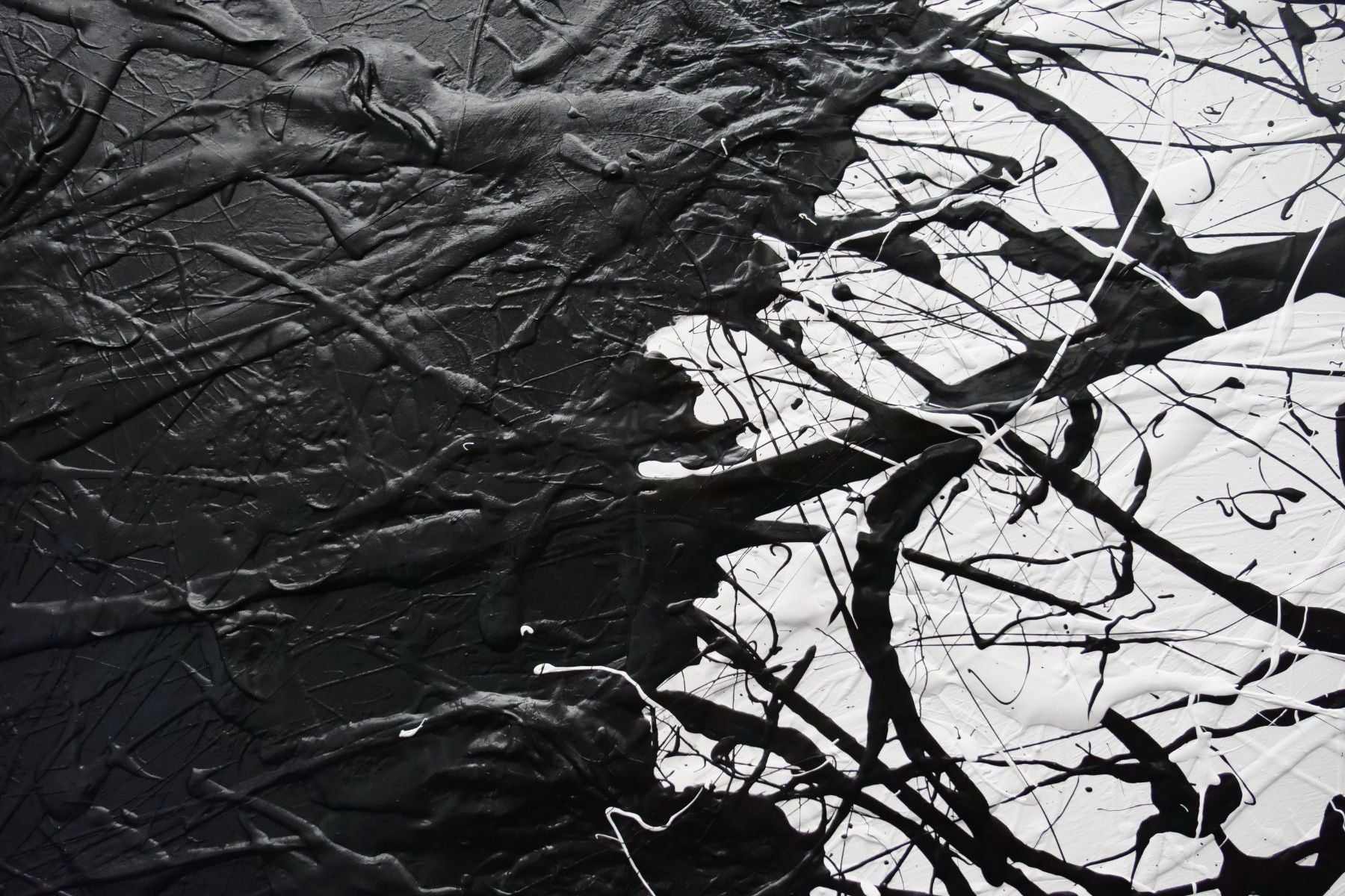 Skittled 250cm x 150cm Black White Textured Abstract Painting (SOLD)