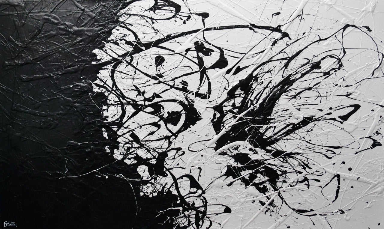 Skittled 250cm x 150cm Black White Textured Abstract Painting (SOLD)-Abstract-[Franko_Artist]-[Australian_artist]-[Gold_Coast]-[Brisbane]-[modern]-[contemporary]-[original]-[Large_artwork]-Franklin Art Studio