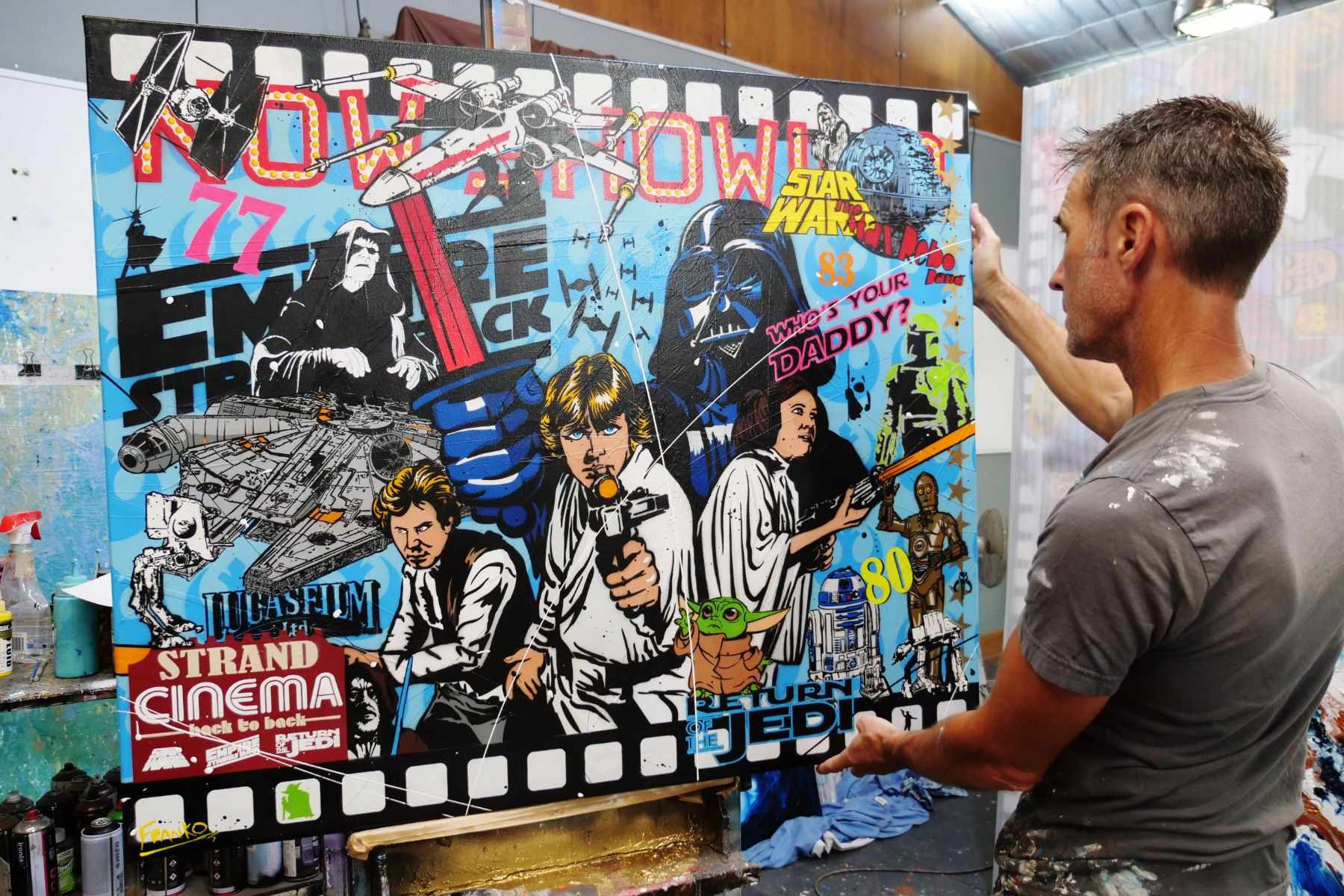 Skywalker 120cm x 100cm Star Wars Textured Urban Pop Art Painting (SOLD)-Urban Pop Art-[Franko_Artist]-[The_Block]-[Dream_Homes]-[ideas]- [Grand_Designs]-Franklin Art Studio