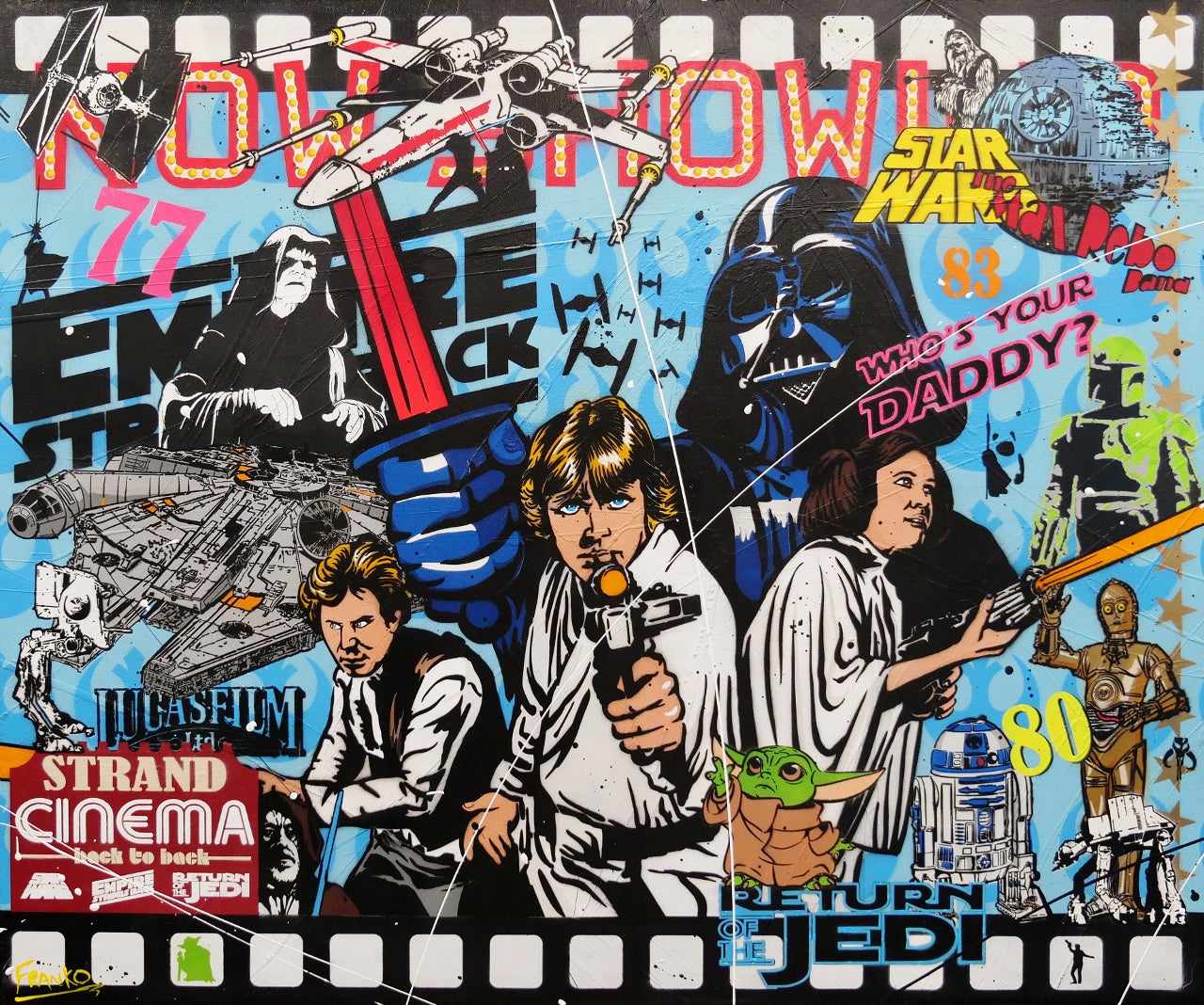 Skywalker 120cm x 100cm Star Wars Textured Urban Pop Art Painting (SOLD)-Urban Pop Art-[Franko_Artist]-[Australian_artist]-[Gold_Coast]-[Brisbane]-[modern]-[contemporary]-[original]-[Large_artwork]-Franklin Art Studio