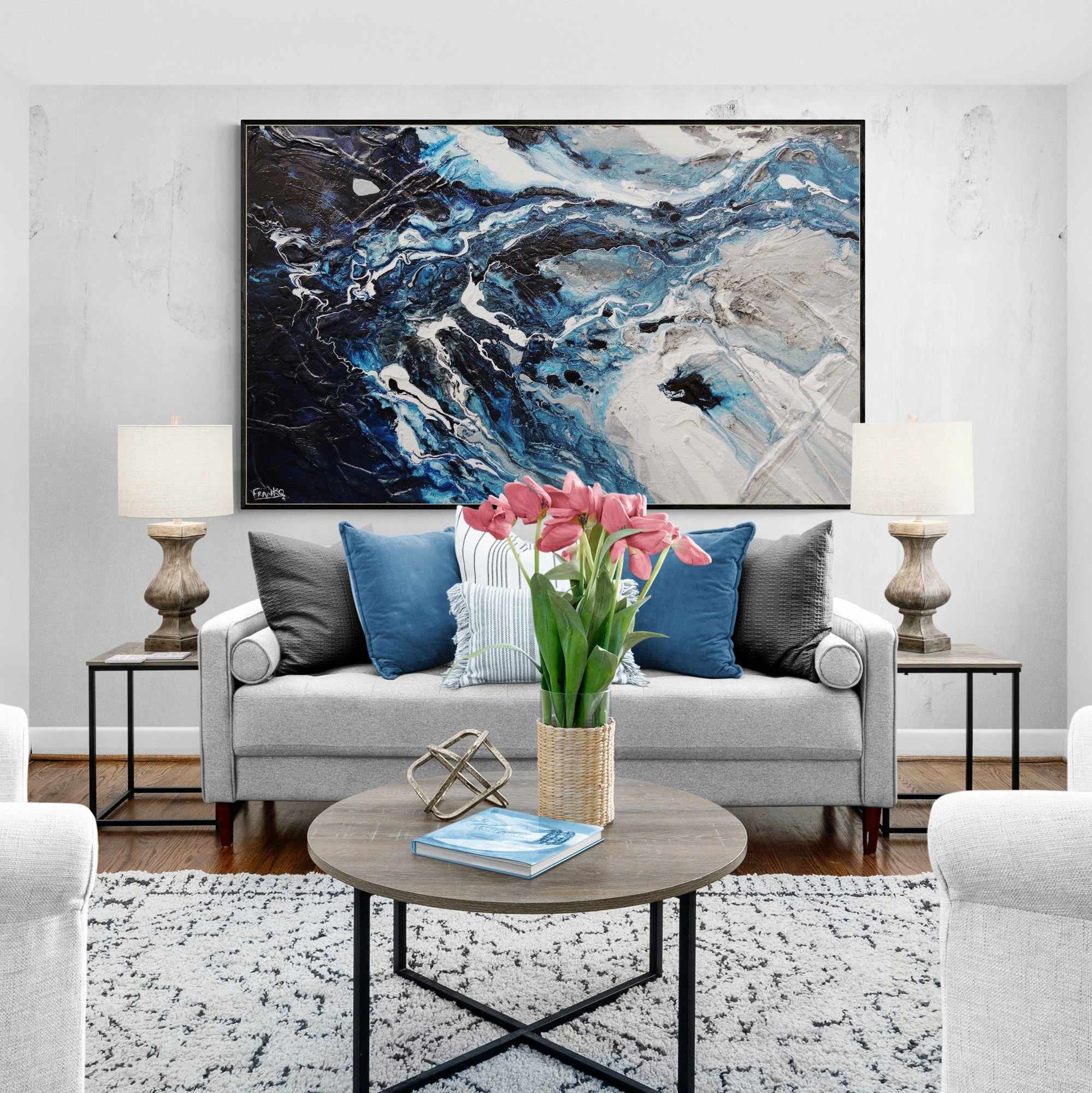 Slate and Ocean 160cm x 100cm Grey Blue Textured Abstract Painting (SOLD)-Abstract-[Franko_Artist]-[Australian_artist]-[Gold_Coast]-[Brisbane]-[modern]-[contemporary]-[original]-[Large_artwork]-[The_Block]-[Dream_Homes]-[ideas]-[Grand_Designs]-[Art_Lover]-Franklin Art Studio