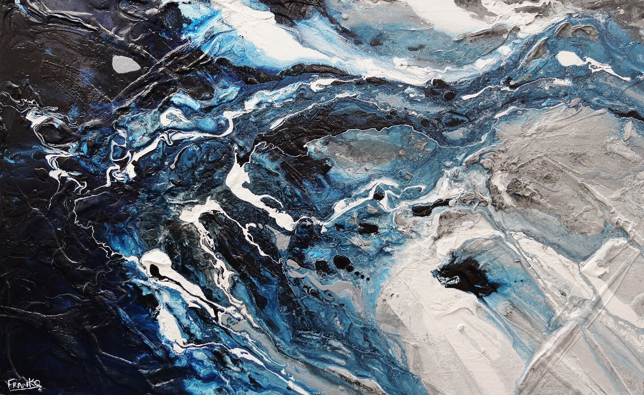Slate and Ocean 160cm x 100cm Grey Blue Textured Abstract Painting (SOLD)-Abstract-[Franko_Artist]-[Australian_artist]-[Gold_Coast]-[Brisbane]-[modern]-[contemporary]-[original]-[Large_artwork]-Franklin Art Studio