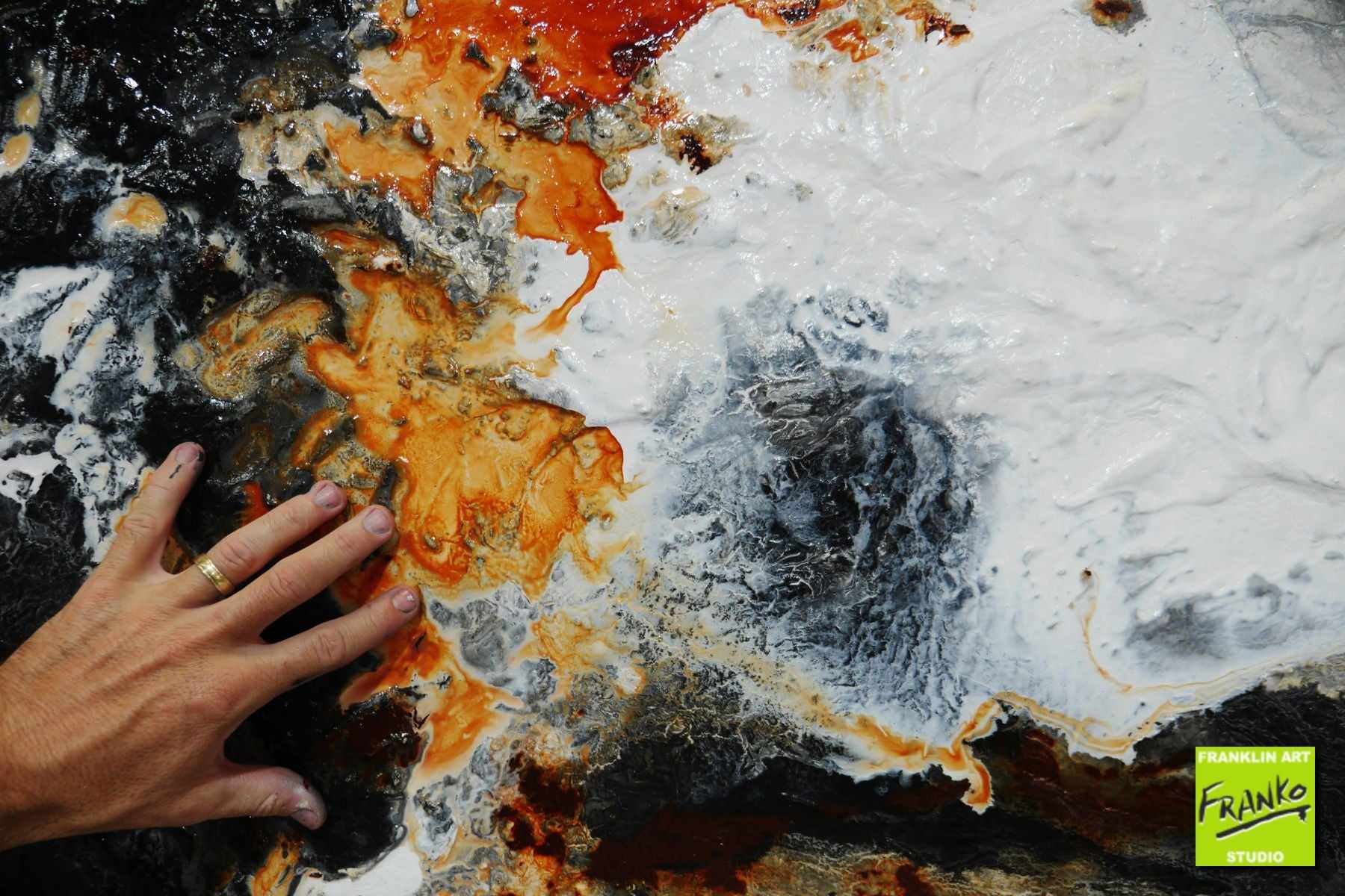 Slated Clay 160cm x 100cm White Black Brown Textured Abstract Painting (SOLD)