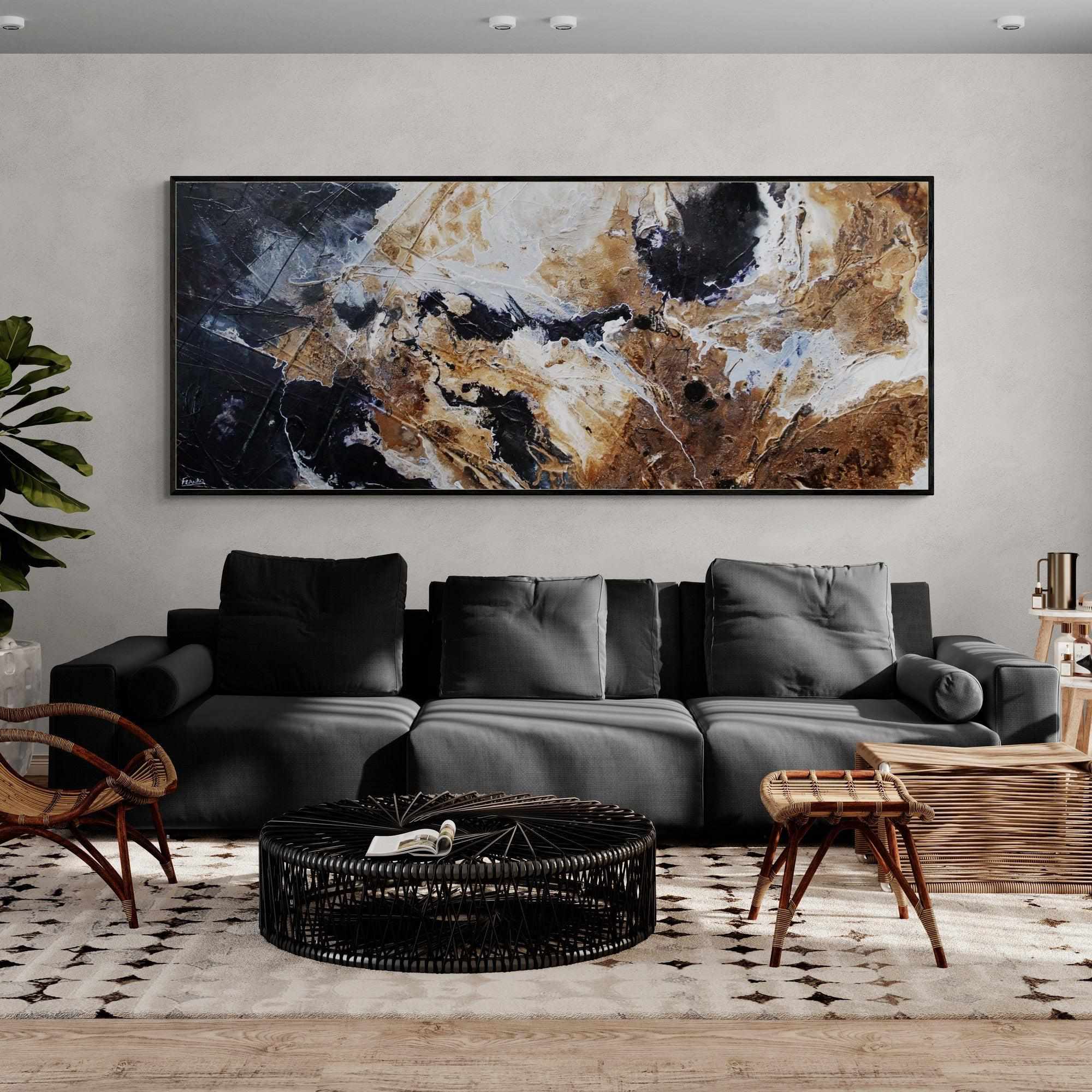 update alt-text with template Slated Kiss 240cm x 100cm Black Rust Textured Abstract Painting (SOLD)-Abstract-[Franko_Artist]-[The_Block]-[Dream_Homes]-[ideas]- [Grand_Designs]-Franklin Art Studio