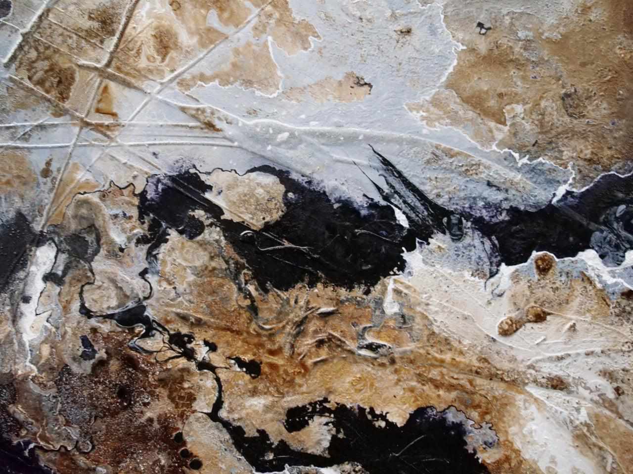Slated Kiss 240cm x 100cm Black Rust Textured Abstract Painting (SOLD)