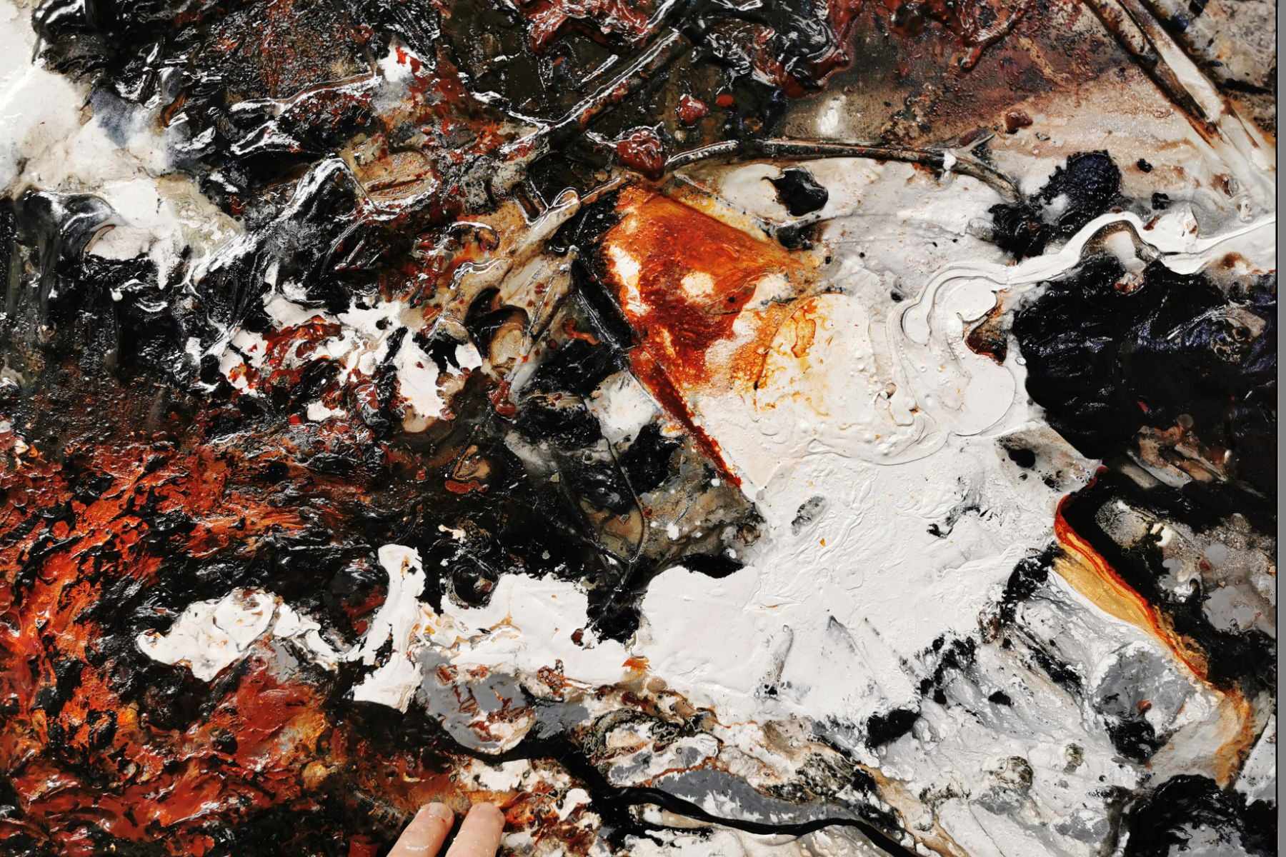 Slated Licorice 240cm x 100cm Black Brown White Textured Abstract Painting (SOLD)-Abstract-[Franko]-[Artist]-[Australia]-[Painting]-Franklin Art Studio