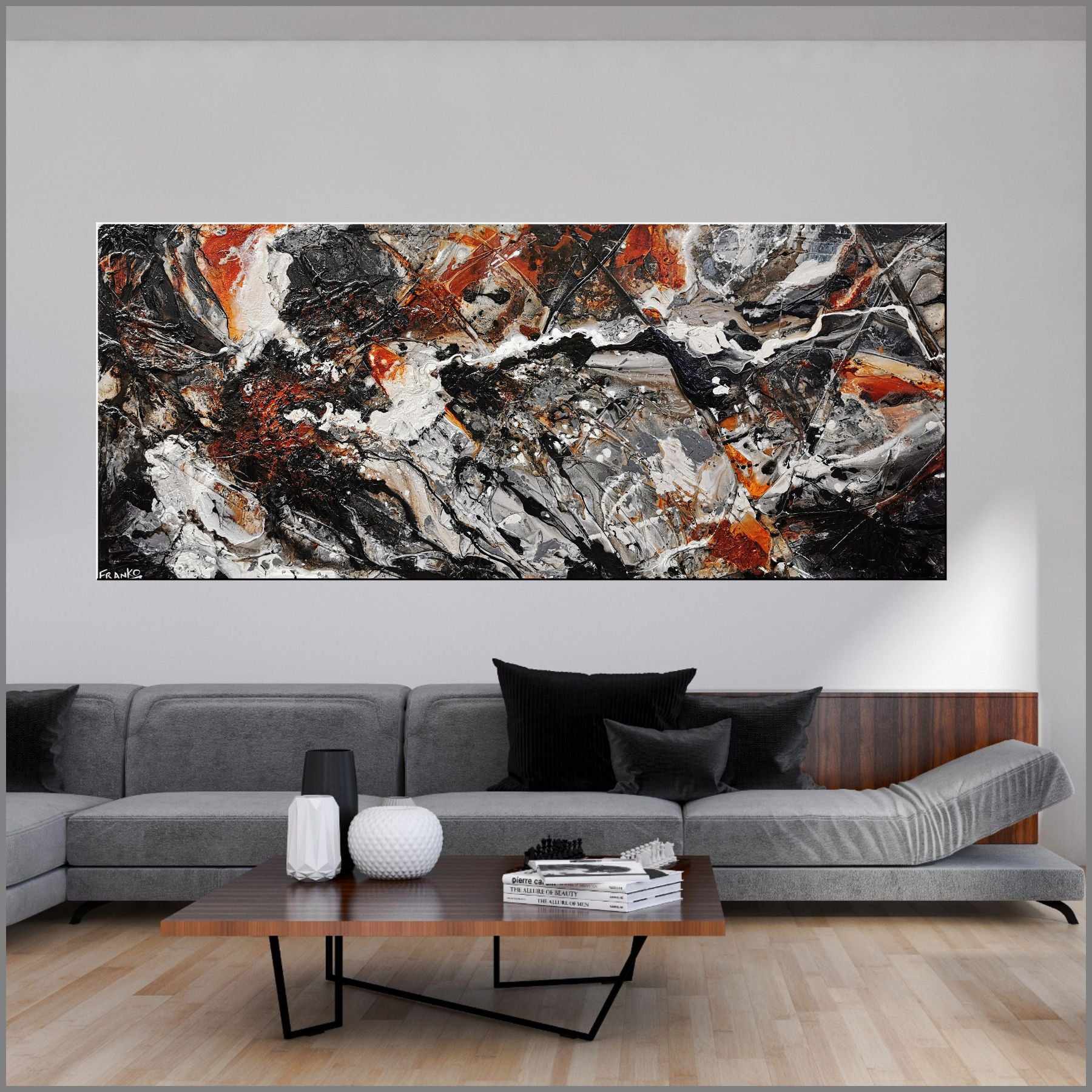 Slated Licorice 240cm x 100cm Black Brown White Textured Abstract Painting (SOLD)-Abstract-[Franko_Artist]-[Australian_artist]-[Gold_Coast]-[Brisbane]-[modern]-[contemporary]-[original]-[Large_artwork]-[The_Block]-[Dream_Homes]-[ideas]-[Grand_Designs]-[Art_Lover]-Franklin Art Studio