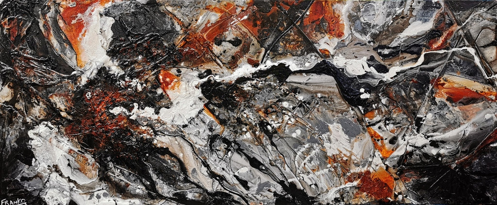 Slated Licorice 240cm x 100cm Black Brown White Textured Abstract Painting (SOLD)-Abstract-[Franko_Artist]-[Australian_artist]-[Gold_Coast]-[Brisbane]-[modern]-[contemporary]-[original]-[Large_artwork]-Franklin Art Studio