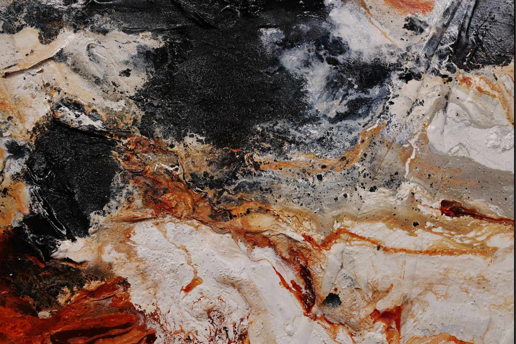 Slated Licorice and Ice 250cm x 150cm Black Oxide Textured Abstract Painting (SOLD)
