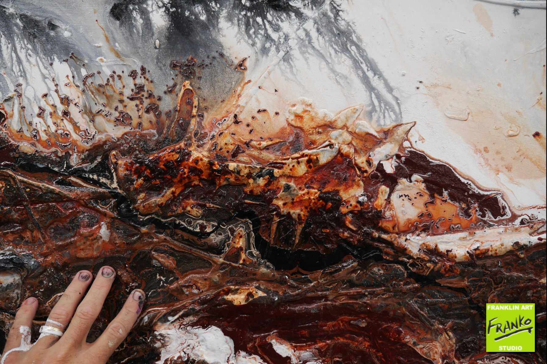 Slated Marble 240cm x 100cm Brown Black White Textured Abstract Painting (SOLD)-Abstract-[Franko]-[Artist]-[Australia]-[Painting]-Franklin Art Studio