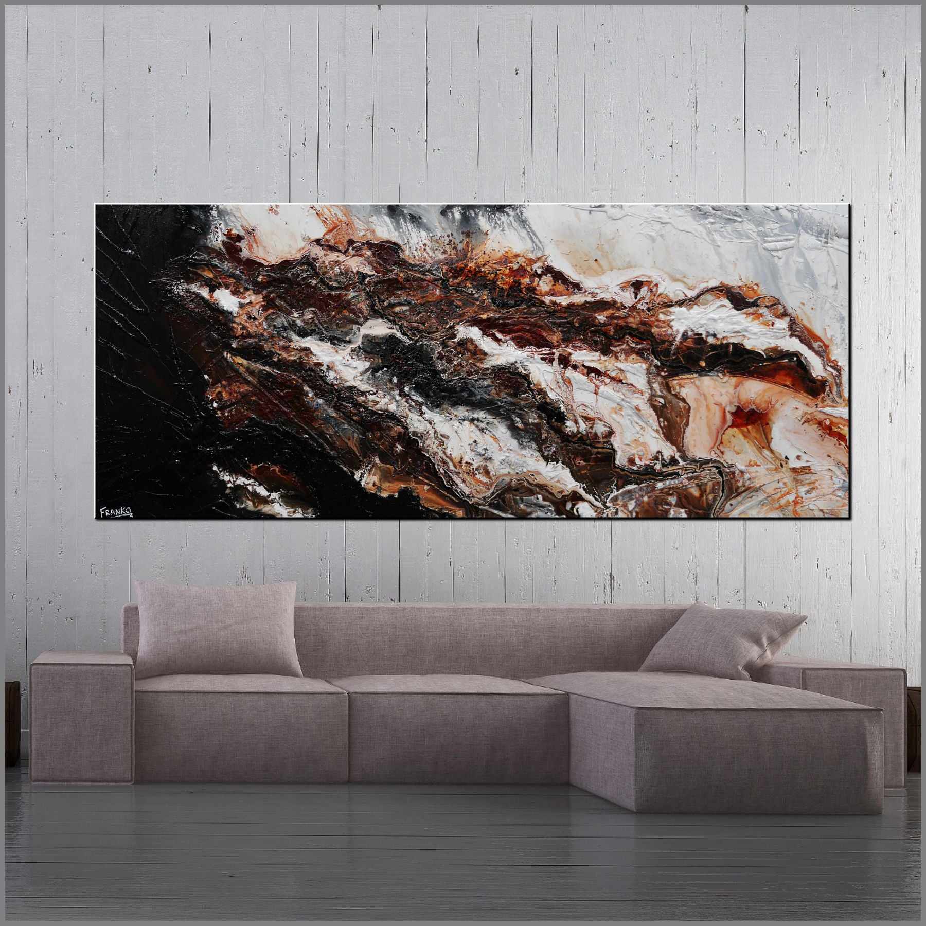 Slated Marble 240cm x 100cm Brown Black White Textured Abstract Painting (SOLD)-Abstract-[Franko_Artist]-[Australian_artist]-[Gold_Coast]-[Brisbane]-[modern]-[contemporary]-[original]-[Large_artwork]-[The_Block]-[Dream_Homes]-[ideas]-[Grand_Designs]-[Art_Lover]-Franklin Art Studio