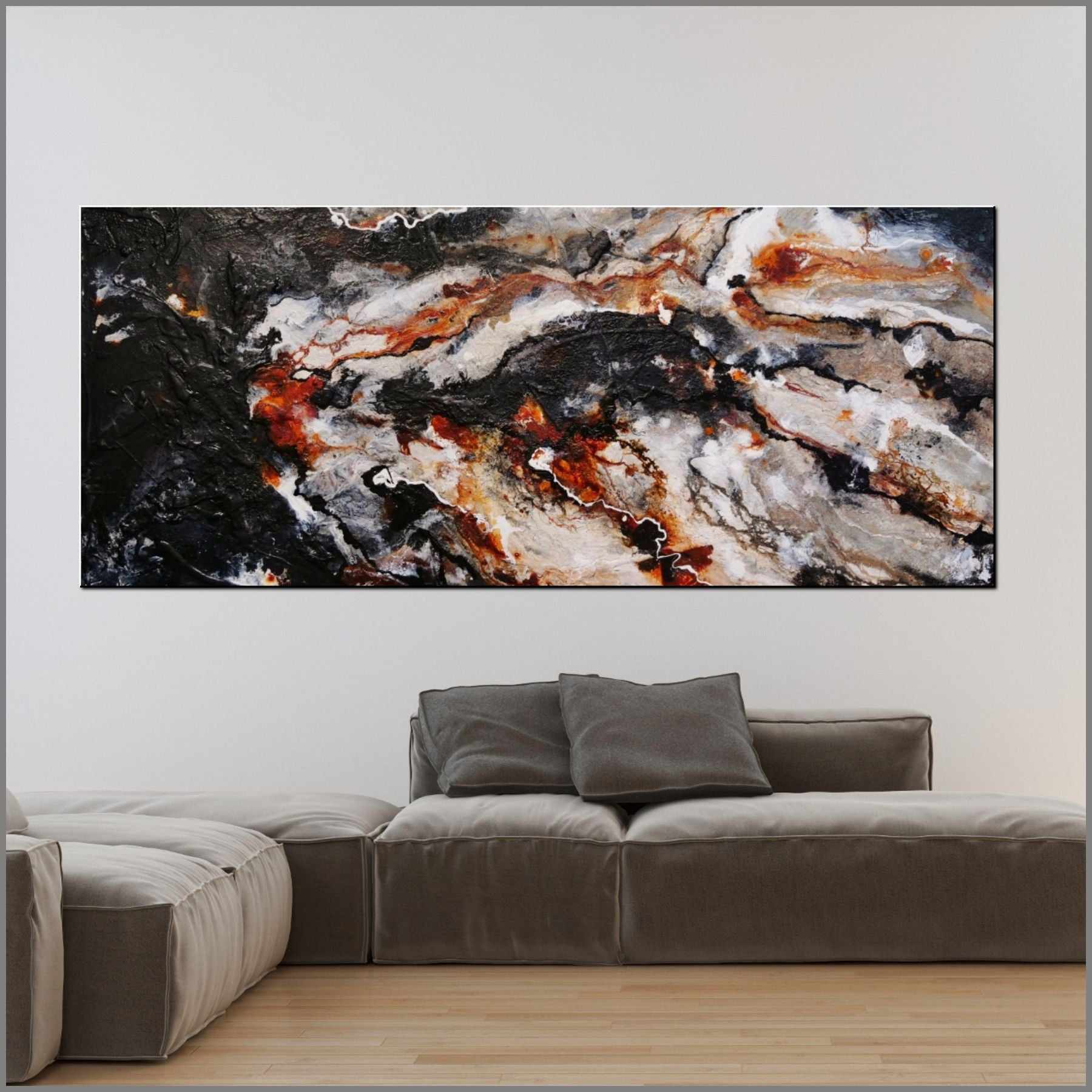 Slated Noir 240cm x 100cm Rust Black Grey Textured Abstract Painting (SOLD)-Abstract-[Franko_Artist]-[Australian_artist]-[Gold_Coast]-[Brisbane]-[modern]-[contemporary]-[original]-[Large_artwork]-[The_Block]-[Dream_Homes]-[ideas]-[Grand_Designs]-[Art_Lover]-Franklin Art Studio